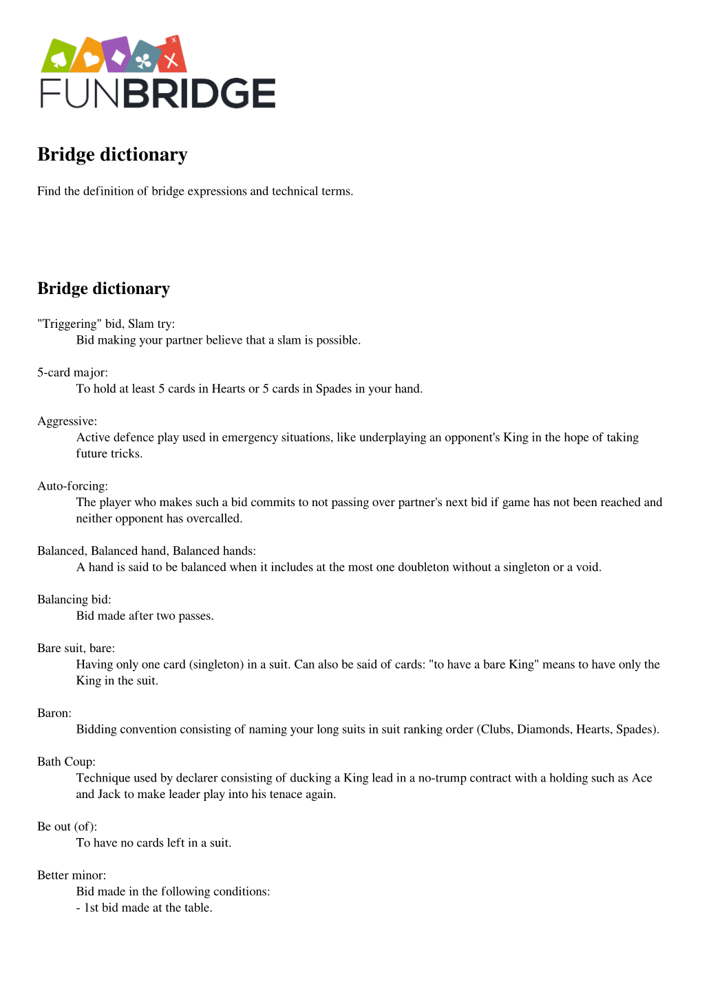 Bridge Dictionary