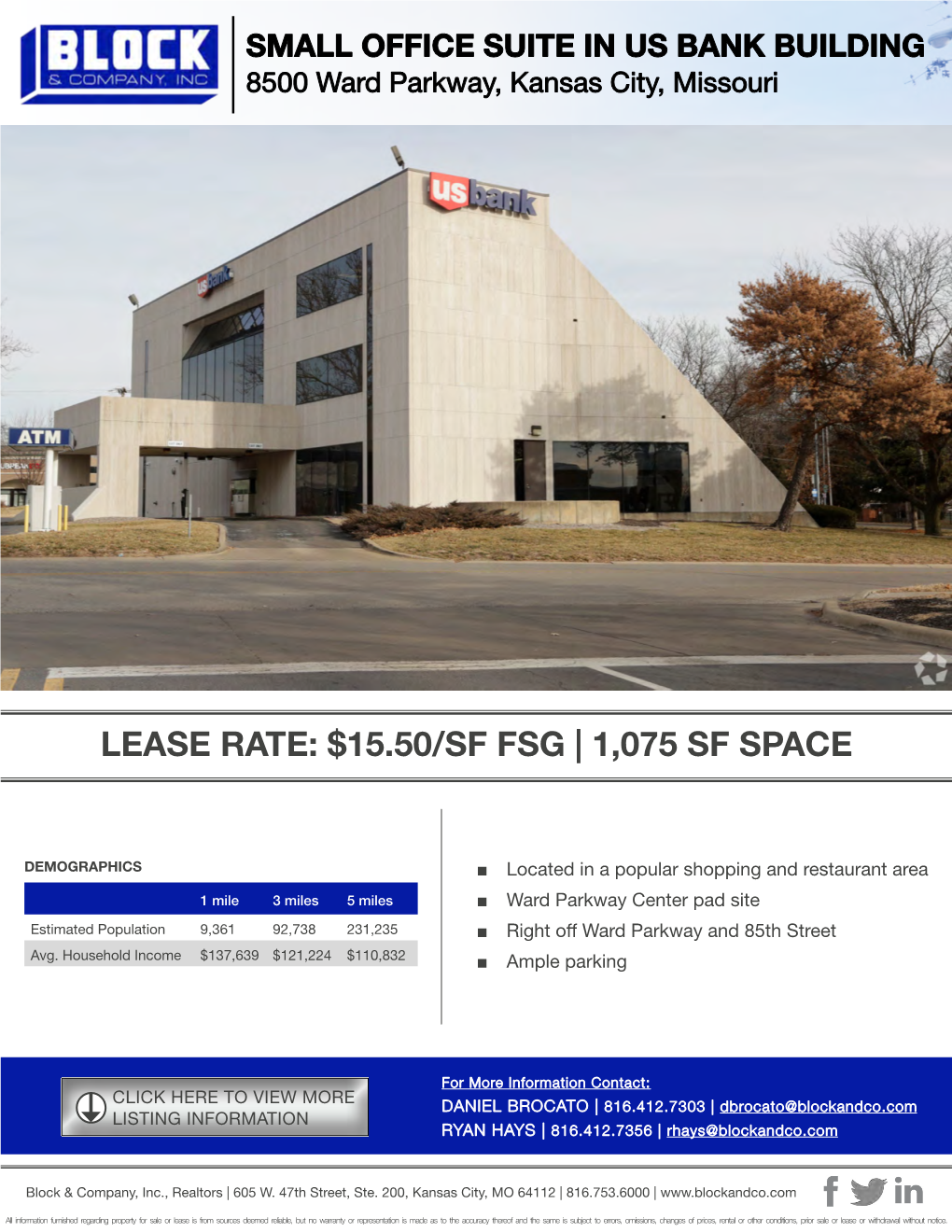 SMALL OFFICE SUITE in US BANK BUILDING 8500 Ward Parkway, Kansas City, Missouri