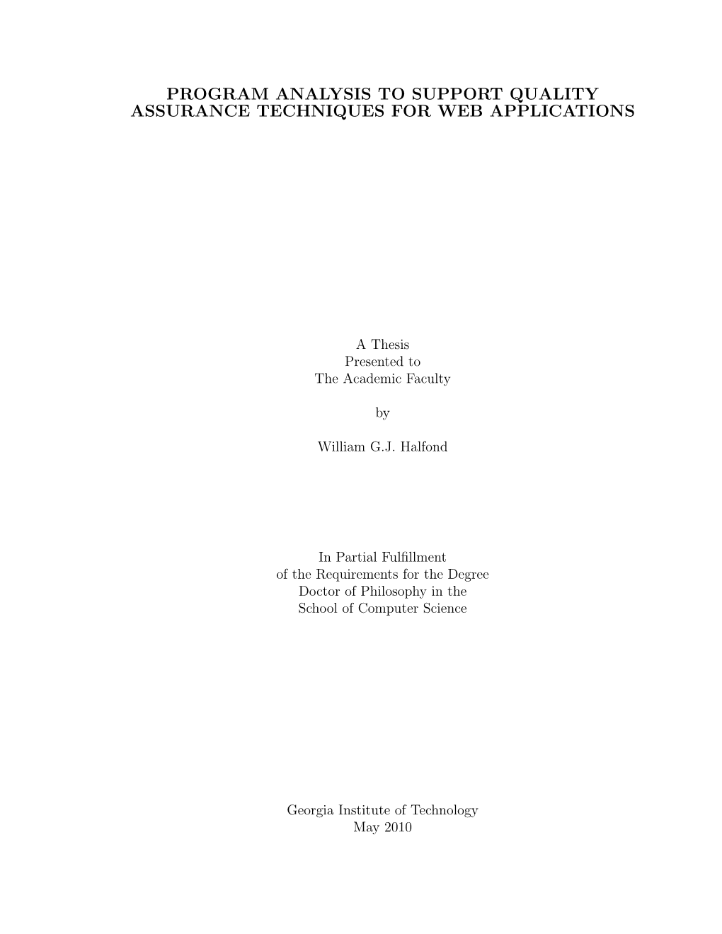 Program Analysis to Support Quality Assurance Techniques for Web Applications