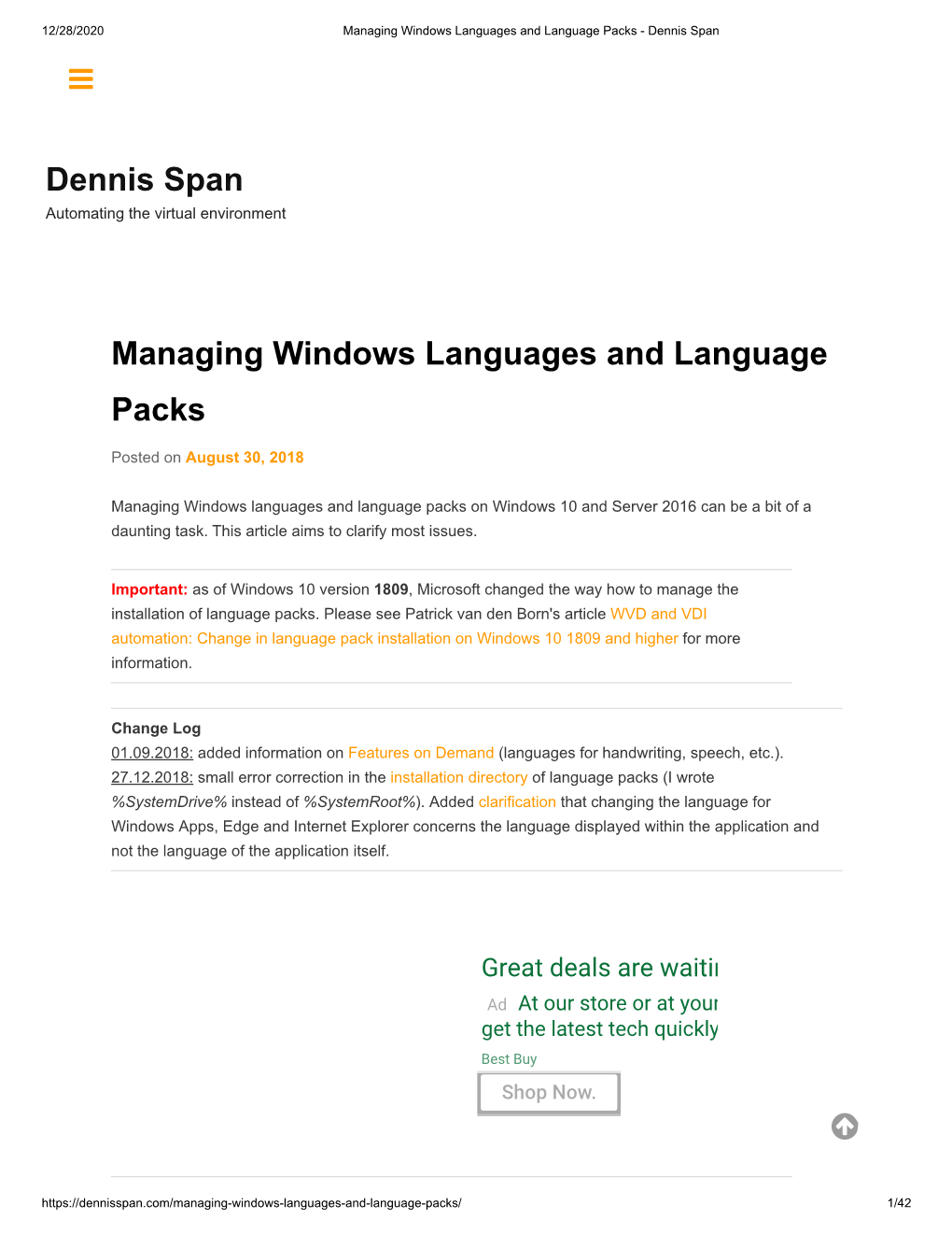 Managing Windows Languages and Language Packs Dennis Span