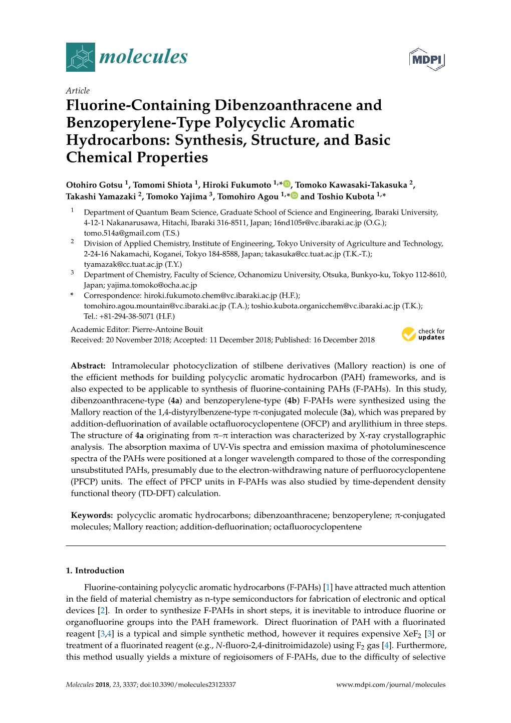 Fluorine-Containing Dibenzoanthracene and Benzoperylene-Type Polycyclic Aromatic Hydrocarbons: Synthesis, Structure, and Basic Chemical Properties