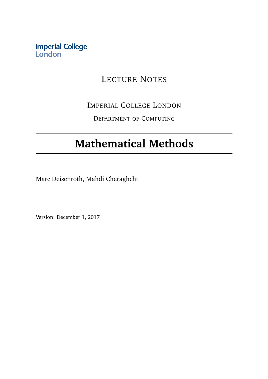 Mathematical Methods