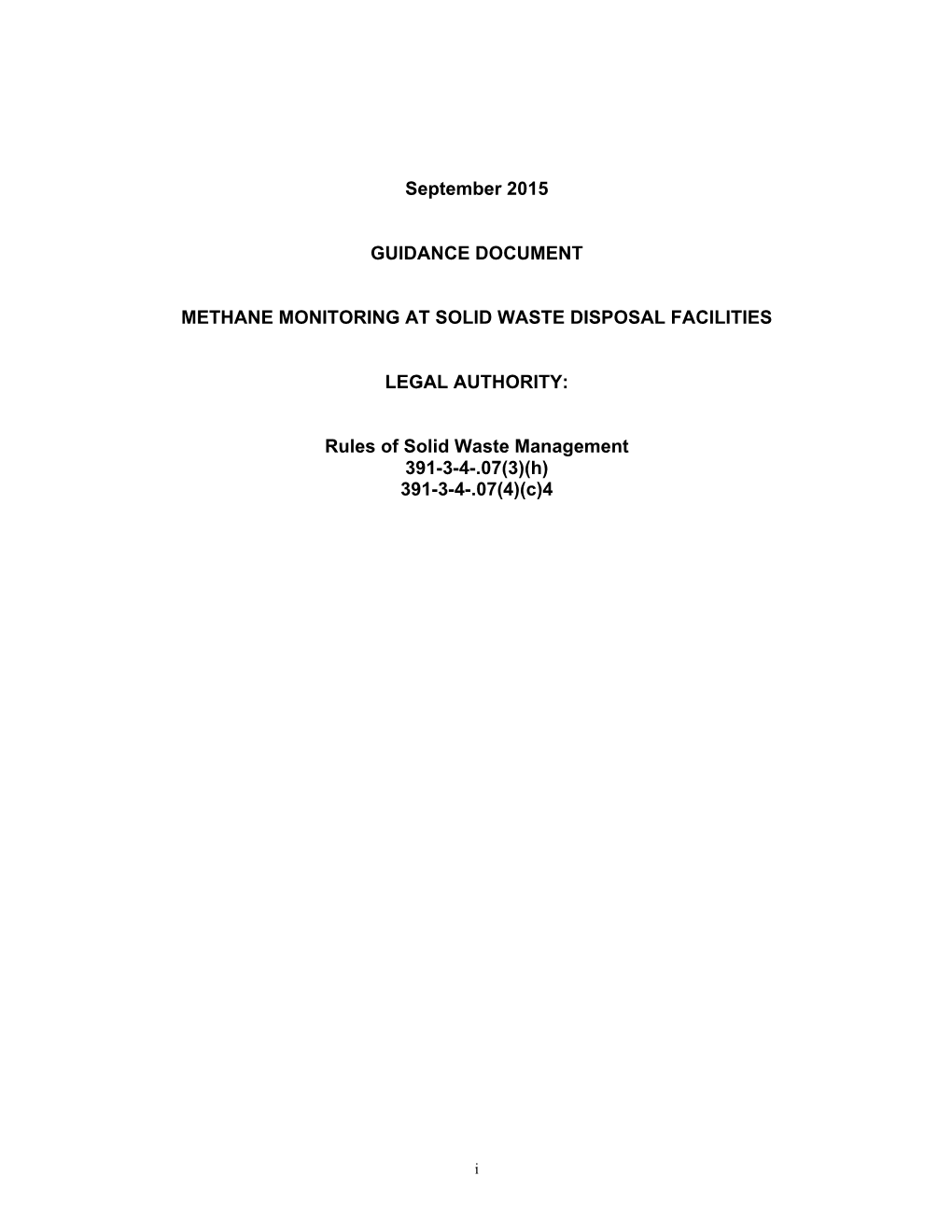 Methane Monitoring at Solid Waste Disposal Facilities