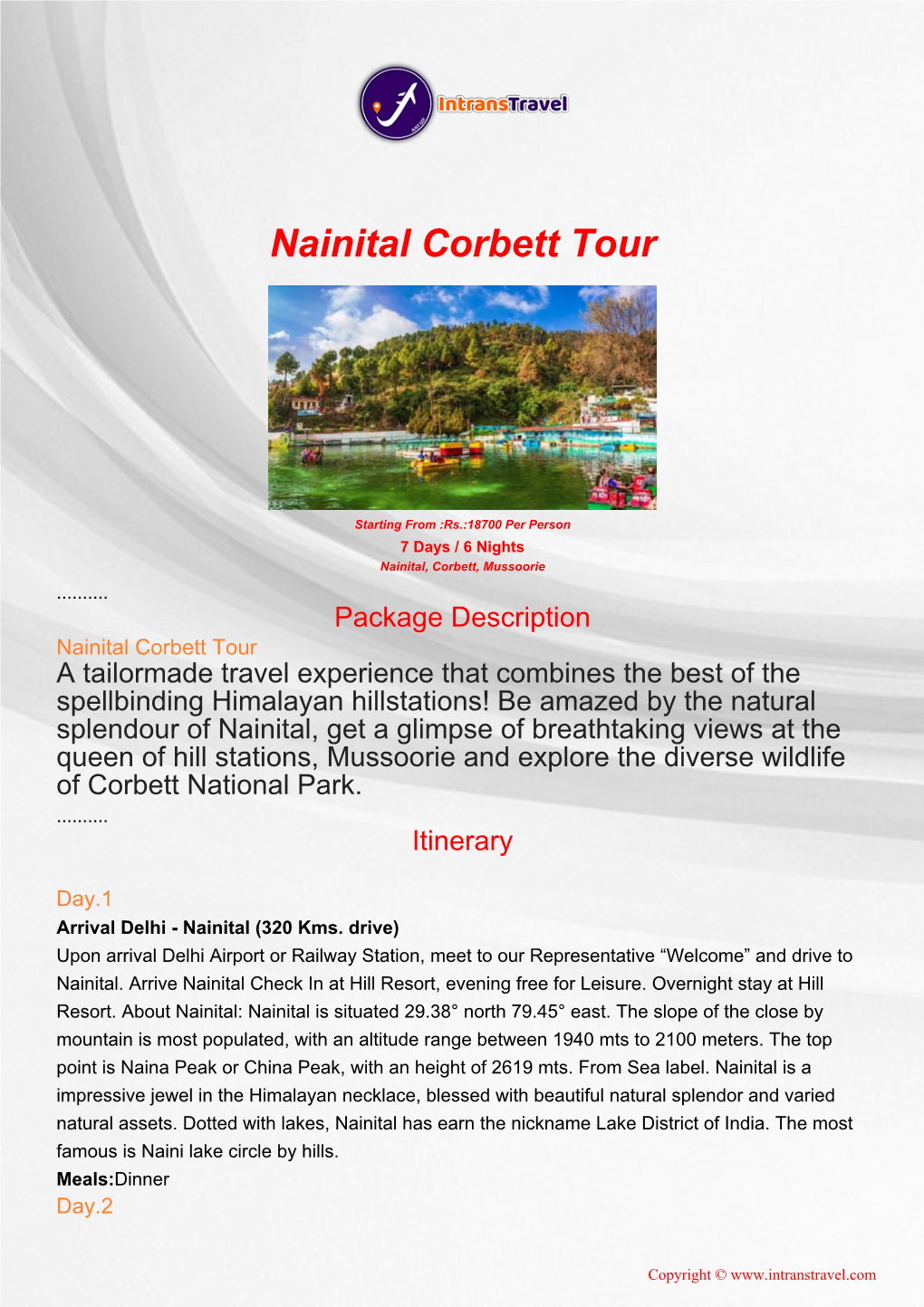 Nainital Corbett Tour