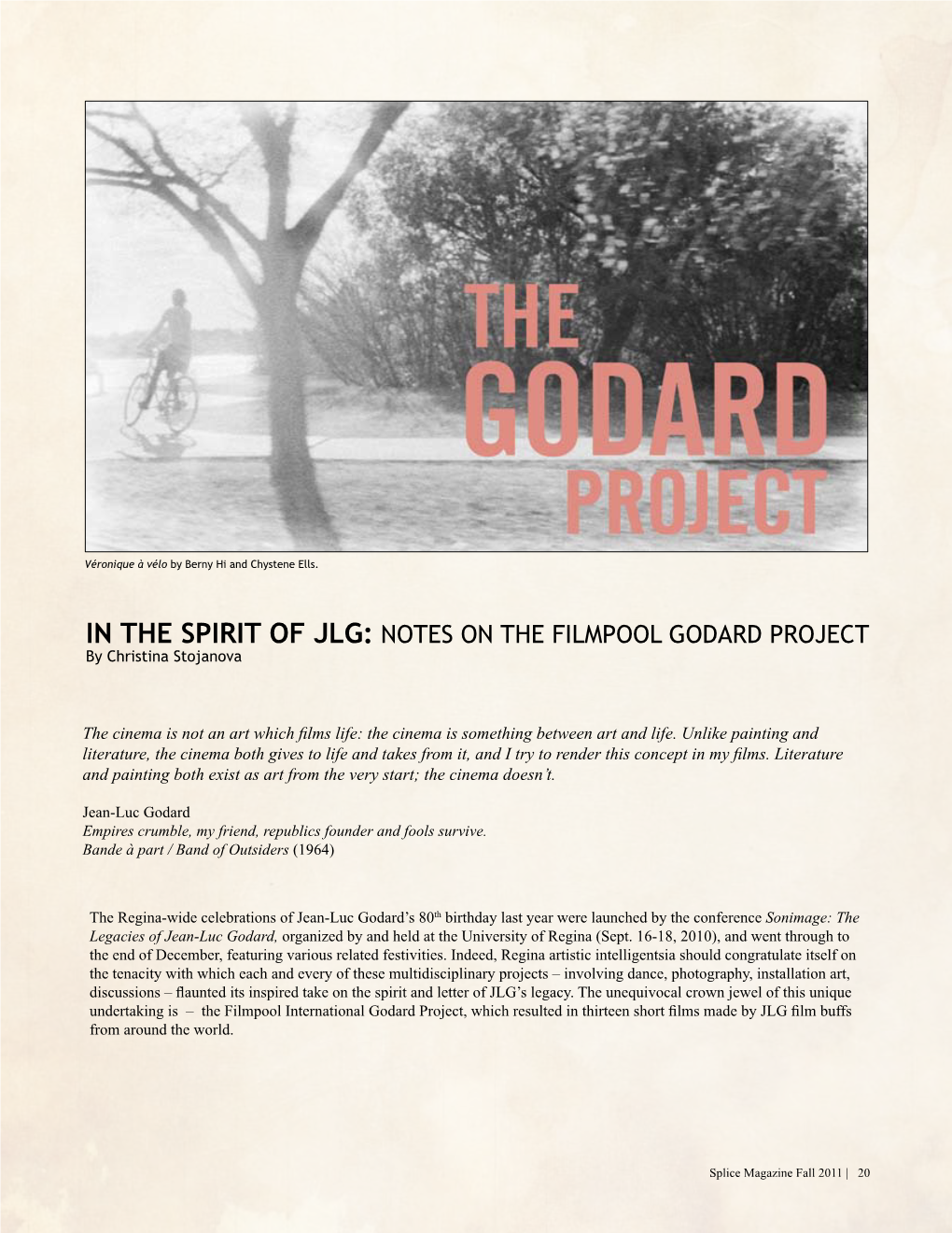 NOTES on the FILMPOOL GODARD PROJECT by Christina Stojanova