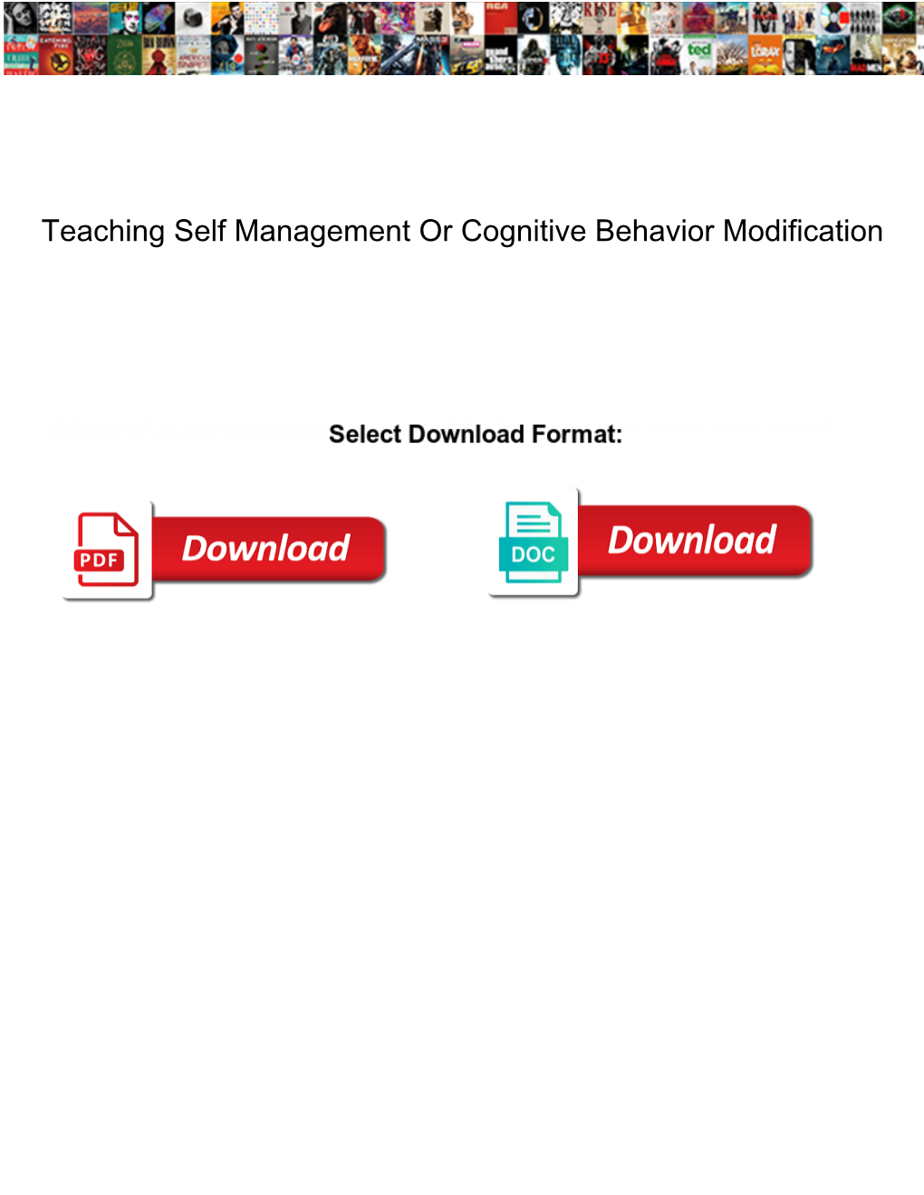 Teaching Self Management Or Cognitive Behavior Modification