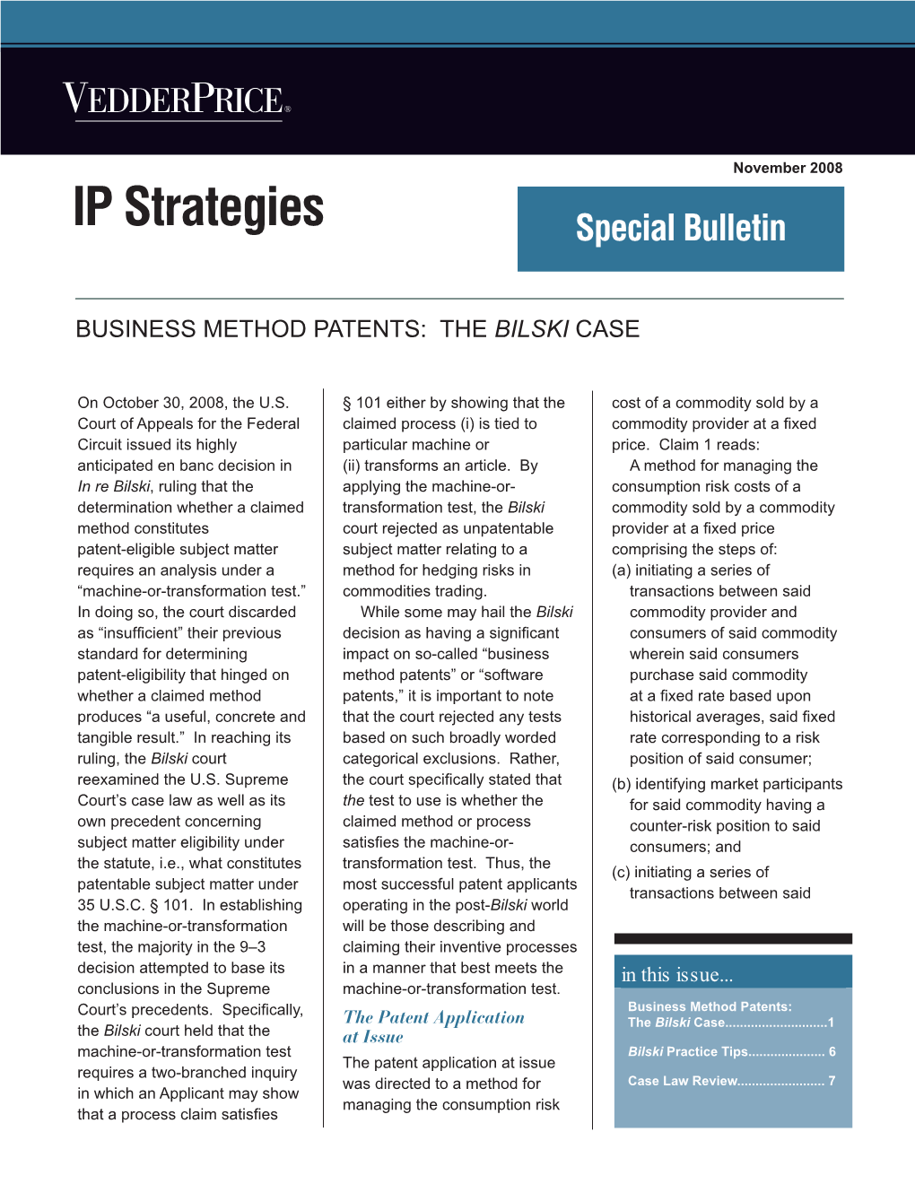 IP Strategies Special Bulletin