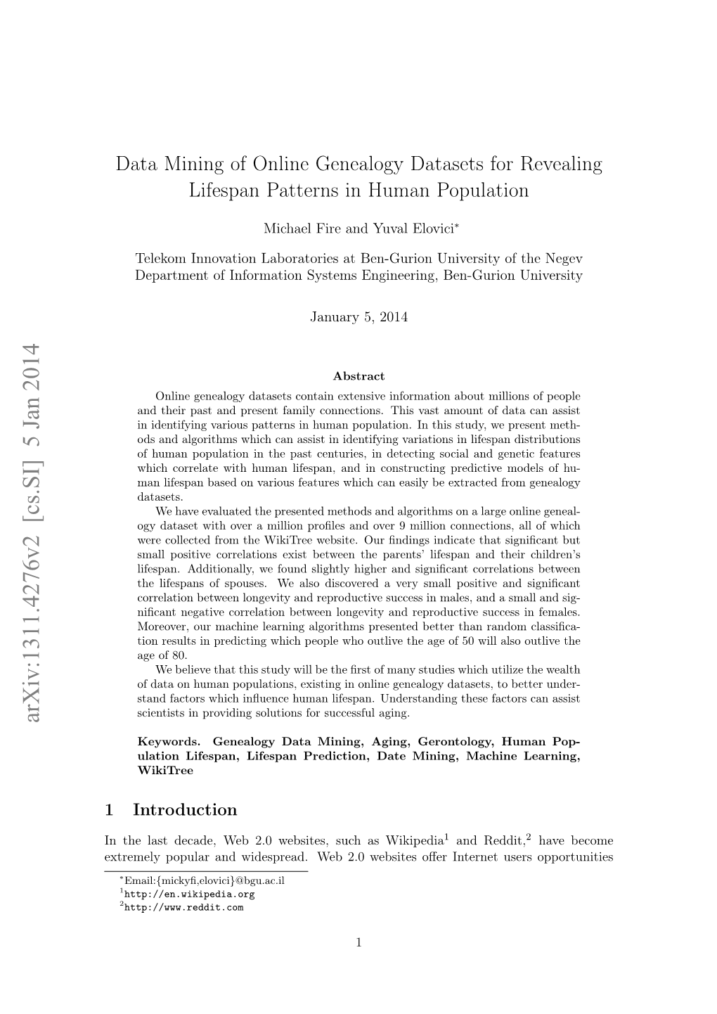 Data Mining of Online Genealogy Datasets for Revealing Lifespan Patterns in Human Population