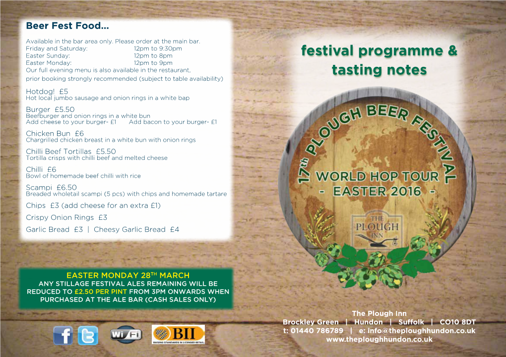 Festival Programme & Tasting Notes