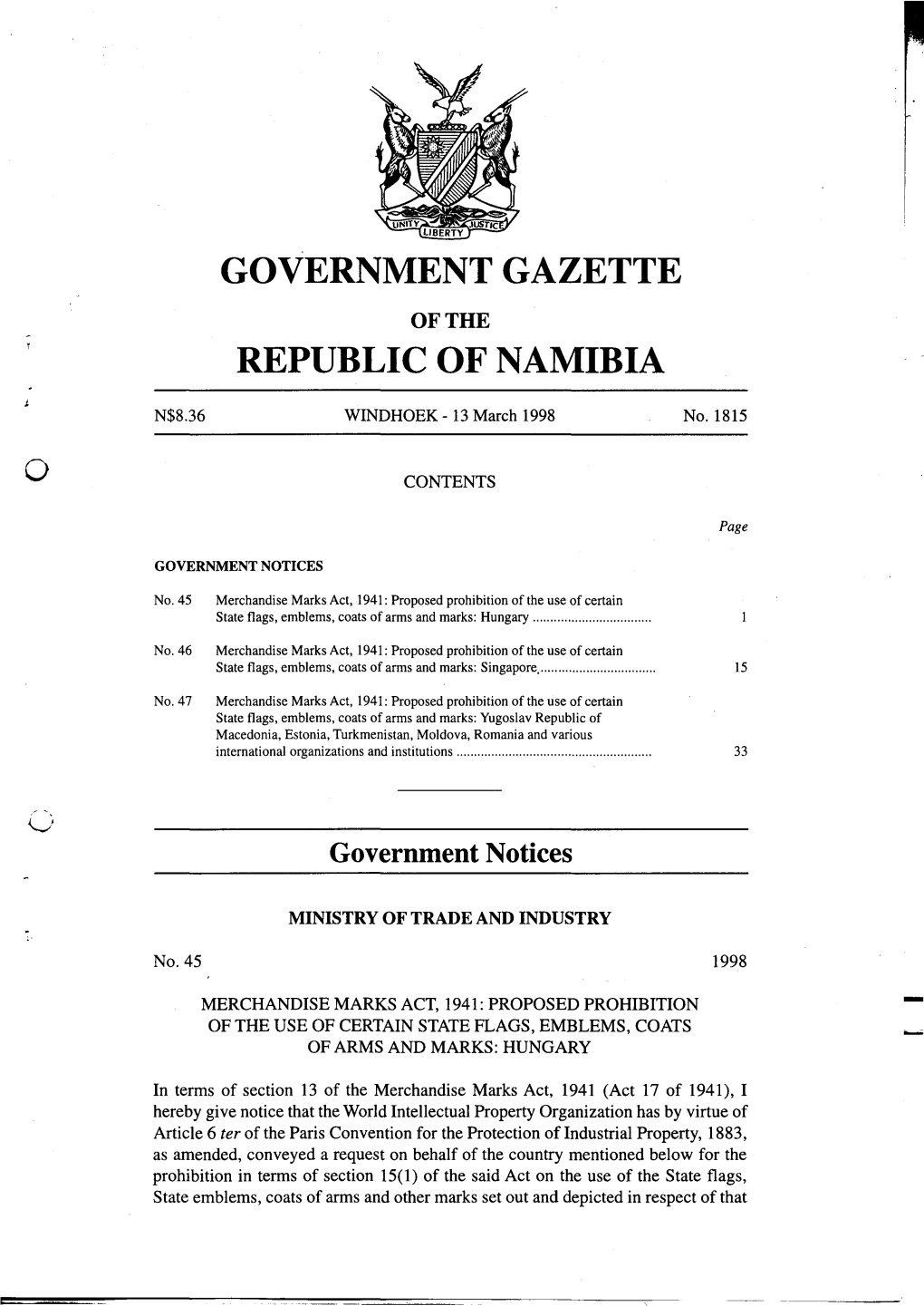 Government Gazette Republic of Namibia