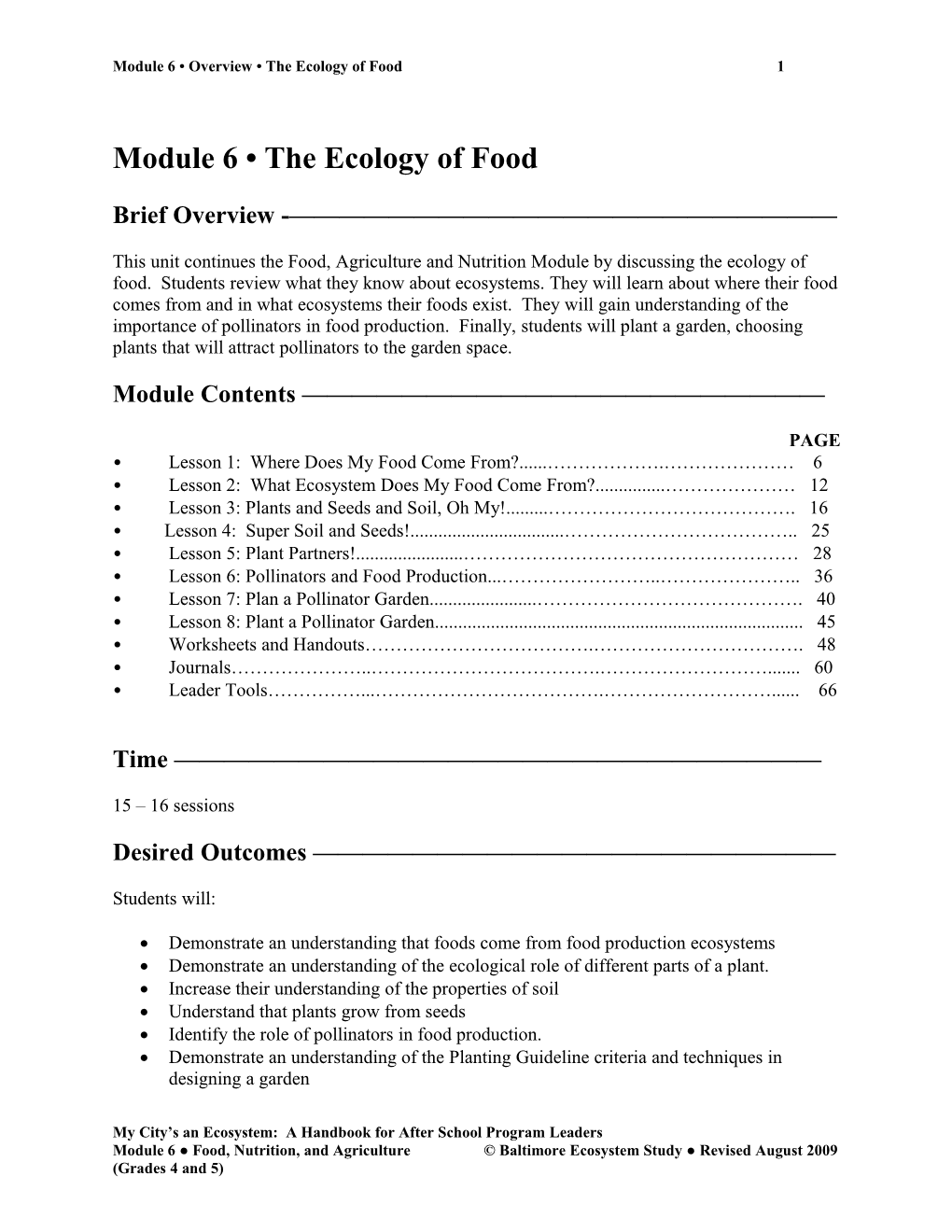 Module 8 ? The Ecology Of Food
