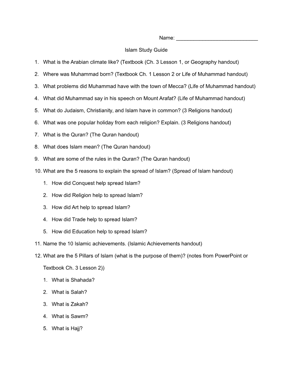 1. What Is the Arabian Climate Like? (Textbook (Ch. 3 Lesson 1, Or Geography Handout)