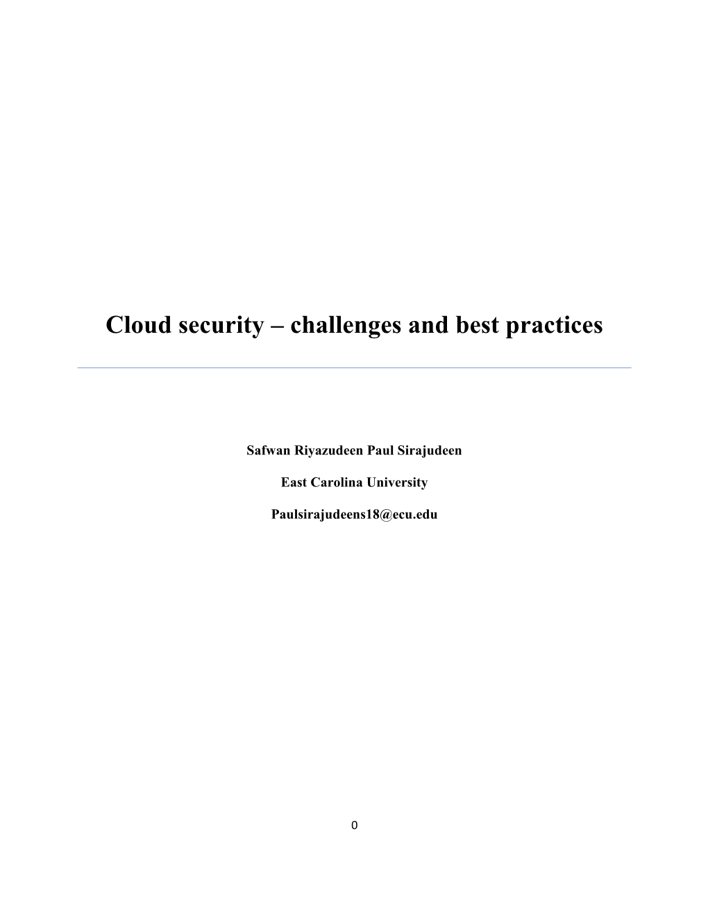 Cloud Security – Challenges and Best Practices