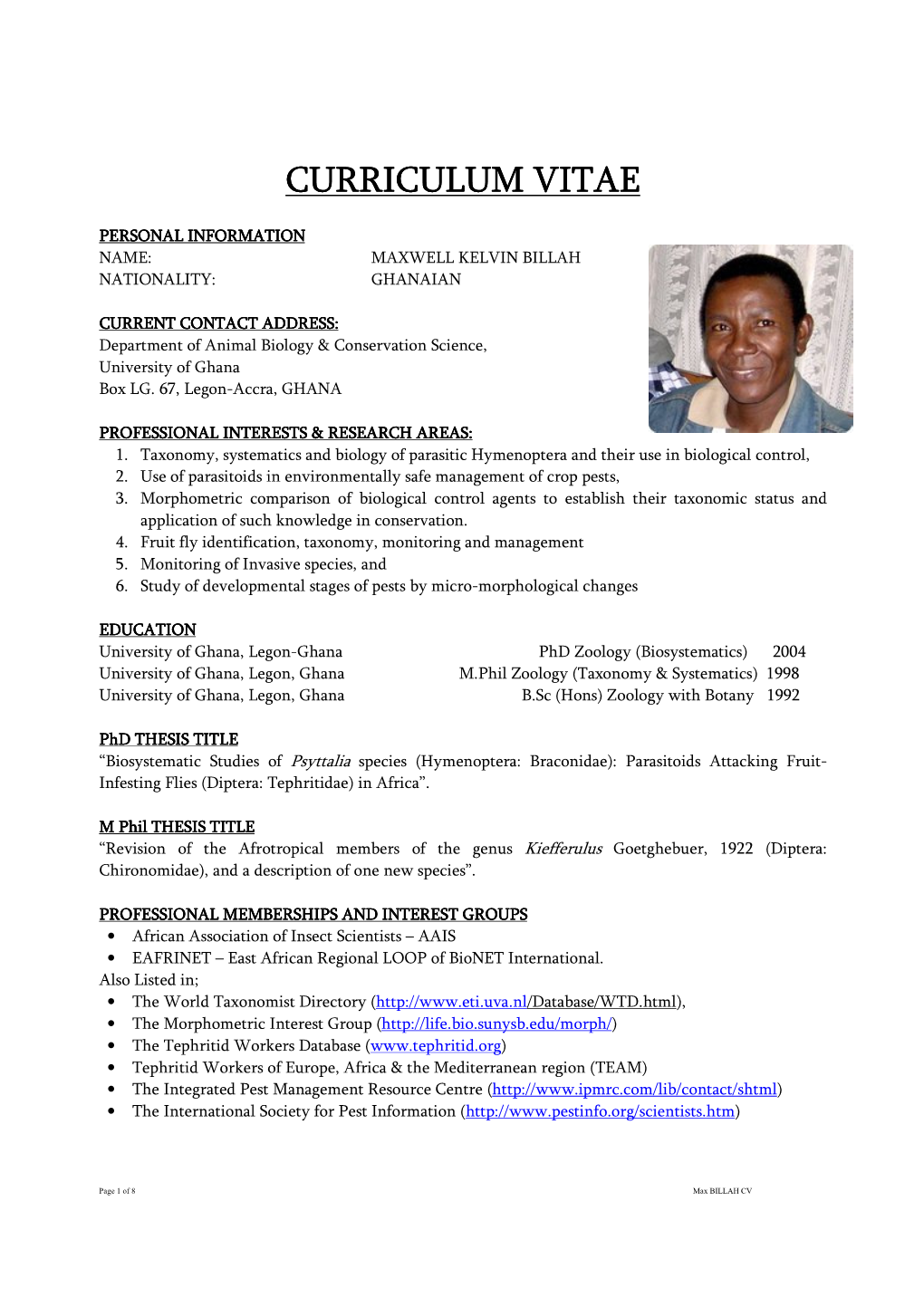 Curriculum Vitae Curriculum Vitae