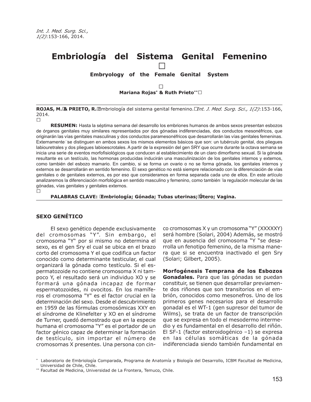 Embriología Del Sistema Genital Femenino � Embryology of the Female Genital System