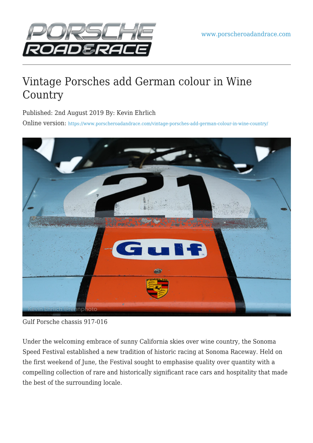 Vintage Porsches Add German Colour in Wine Country
