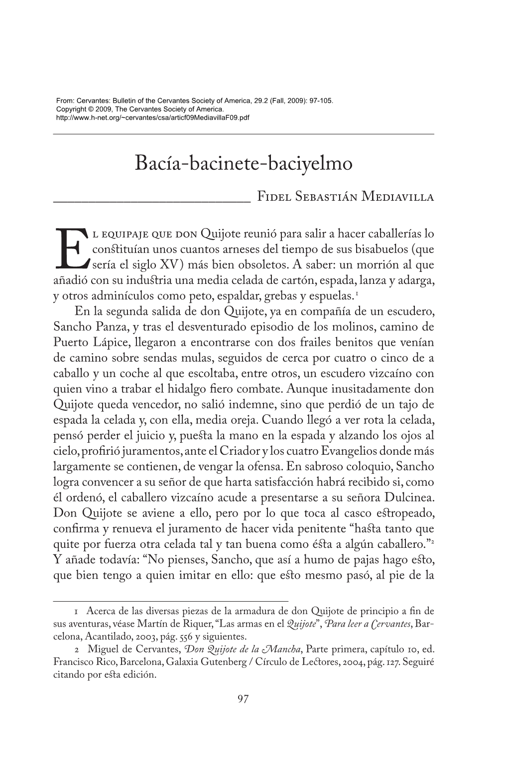 Bacía-Bacinete-Baciyelmo ______Fidel Sebastián Mediavilla