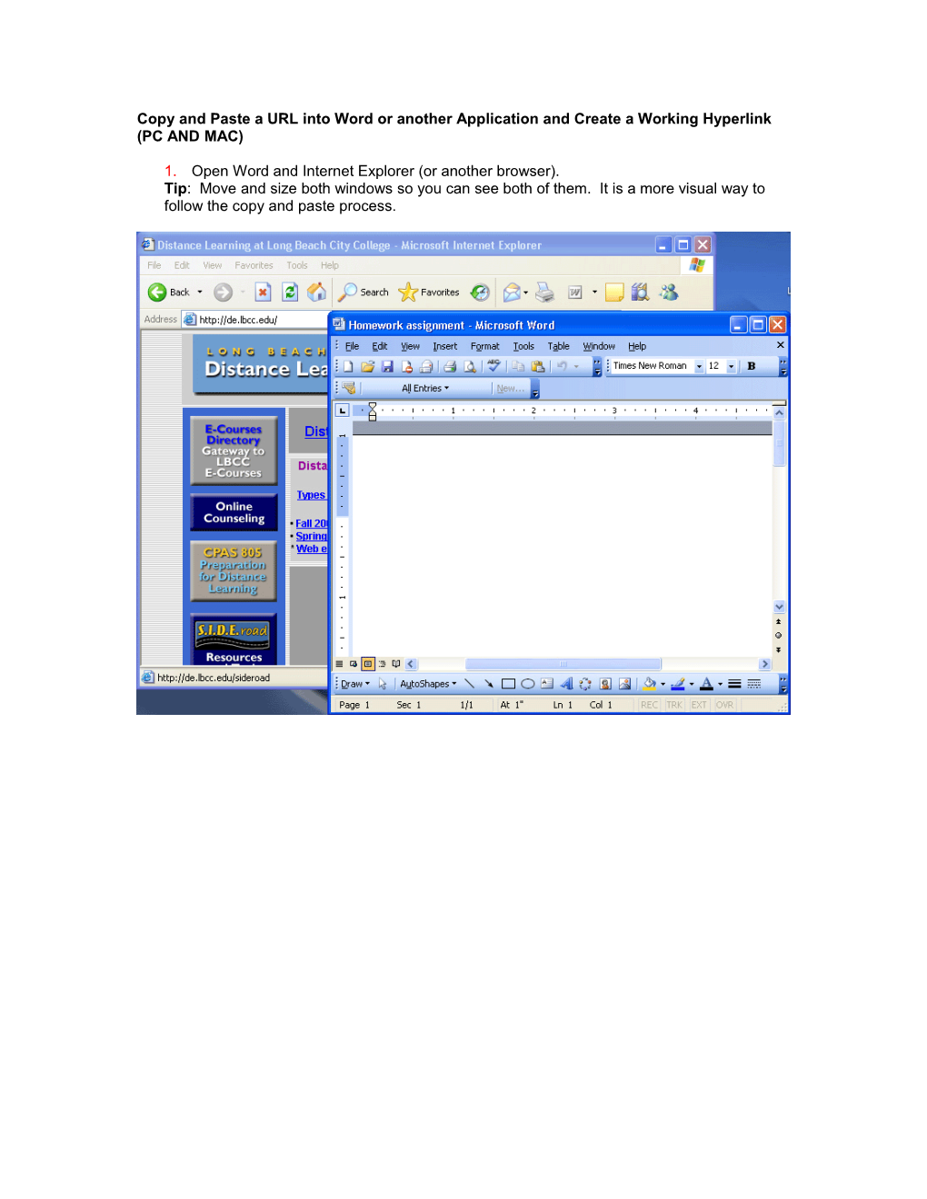 Copy and Paste a URL Into Word Or Another Application and Create a Working Hyperlink