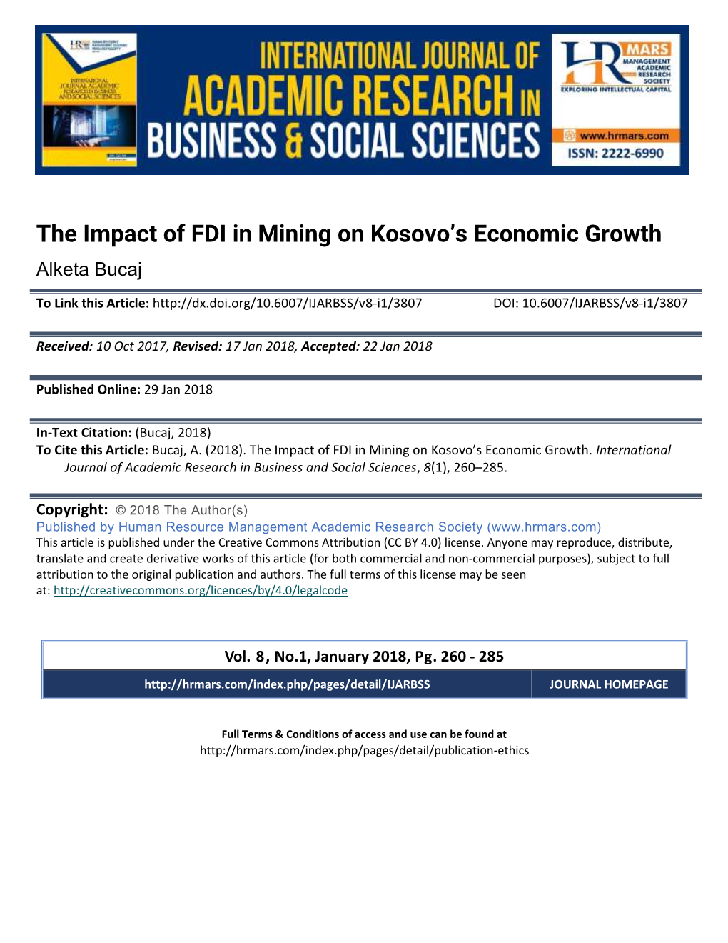 The Impact of FDI in Mining on Kosovo's Economic Growth