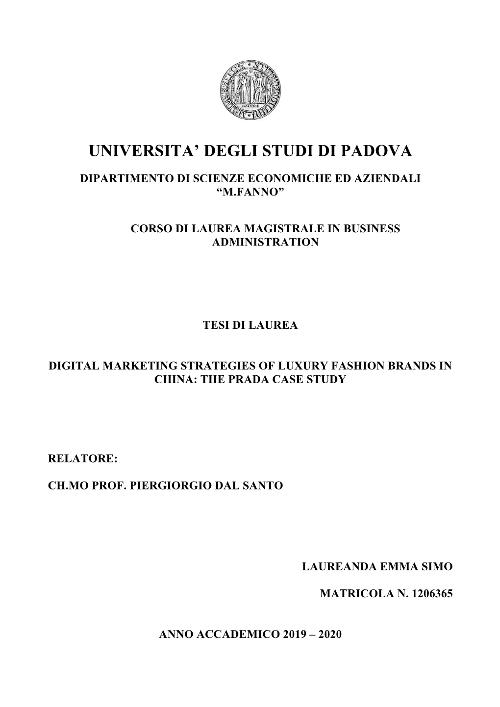 Universita' Degli Studi Di Padova