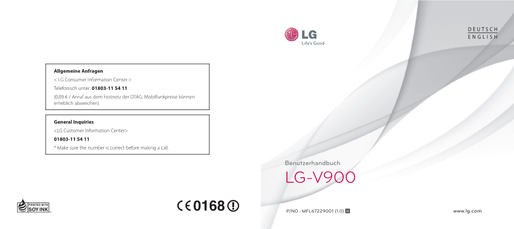 Bedienungsanleitung LG V900 Optimus