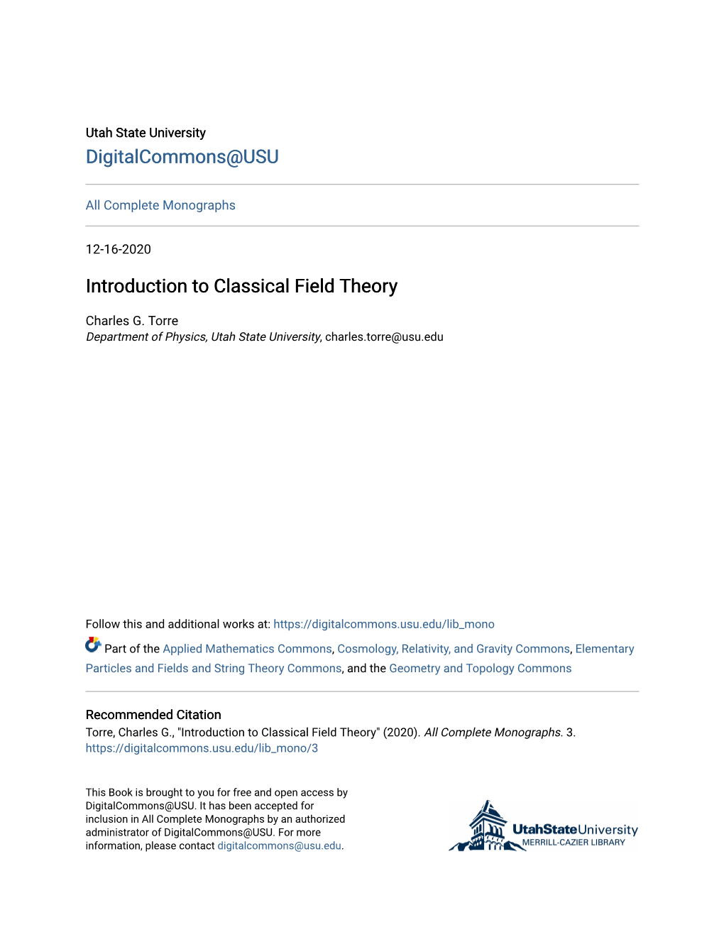 Introduction to Classical Field Theory