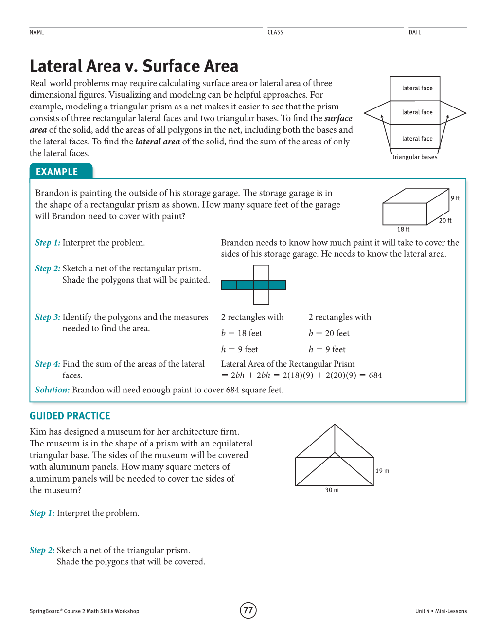 Lateral Area V. Surface Area