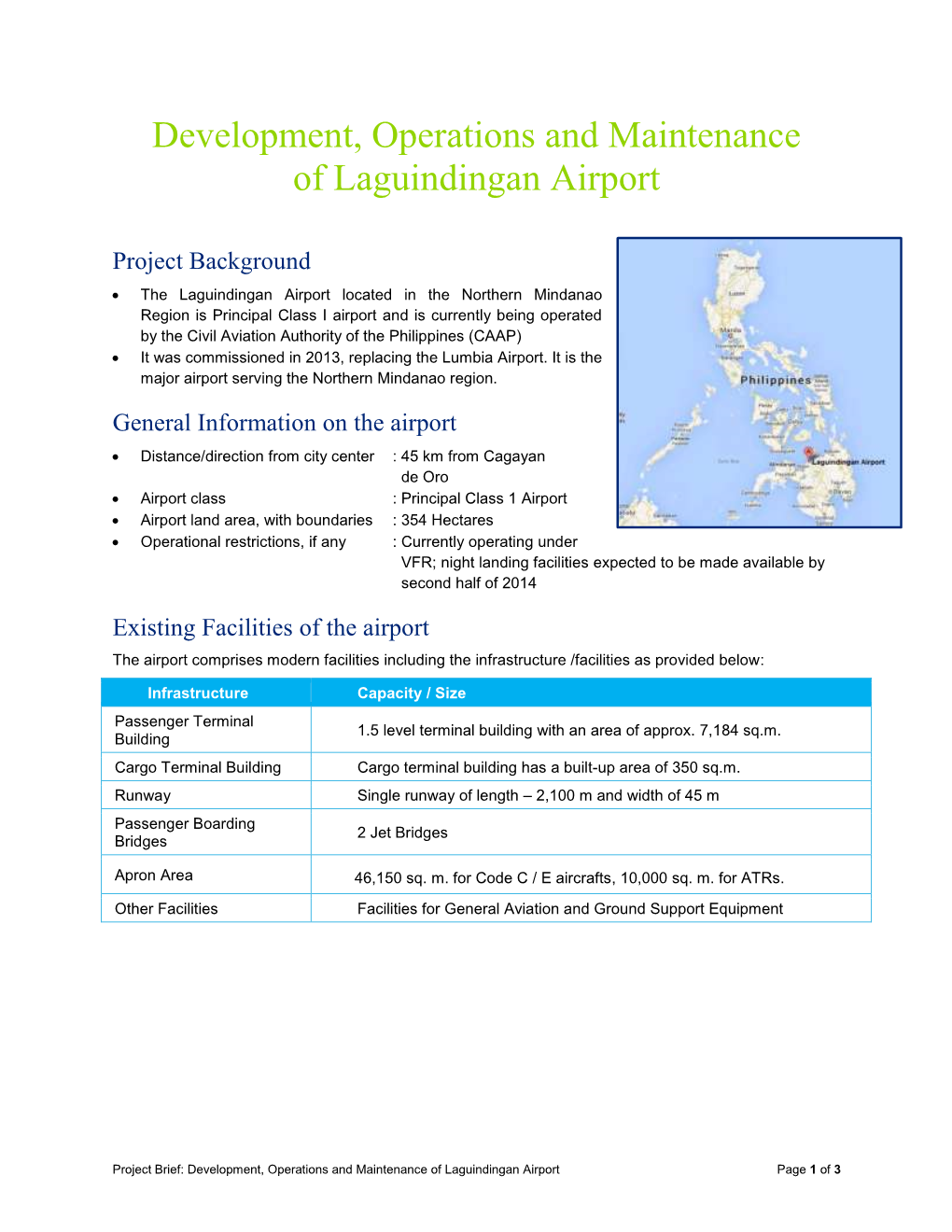 Development, Operations and Maintenance of Laguindingan Airport