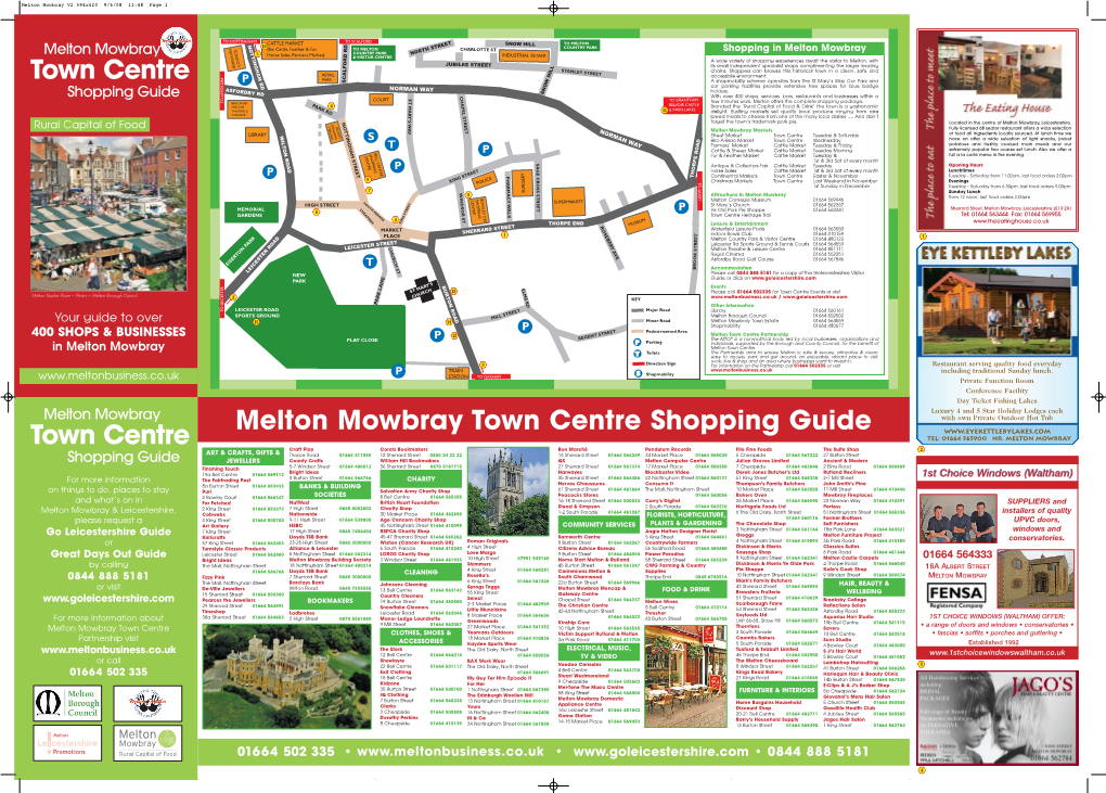 Melton Mowbray Town Centre Shopping Guide Town Centre TEL: 01664 565900 Nr