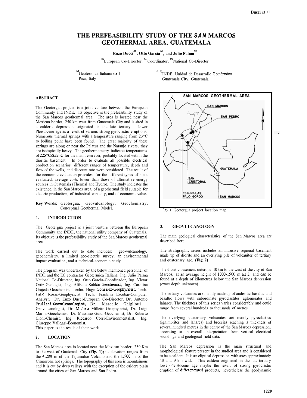 The Prefeasibility Study of the San Marcos Geothermal Area, Guatemala