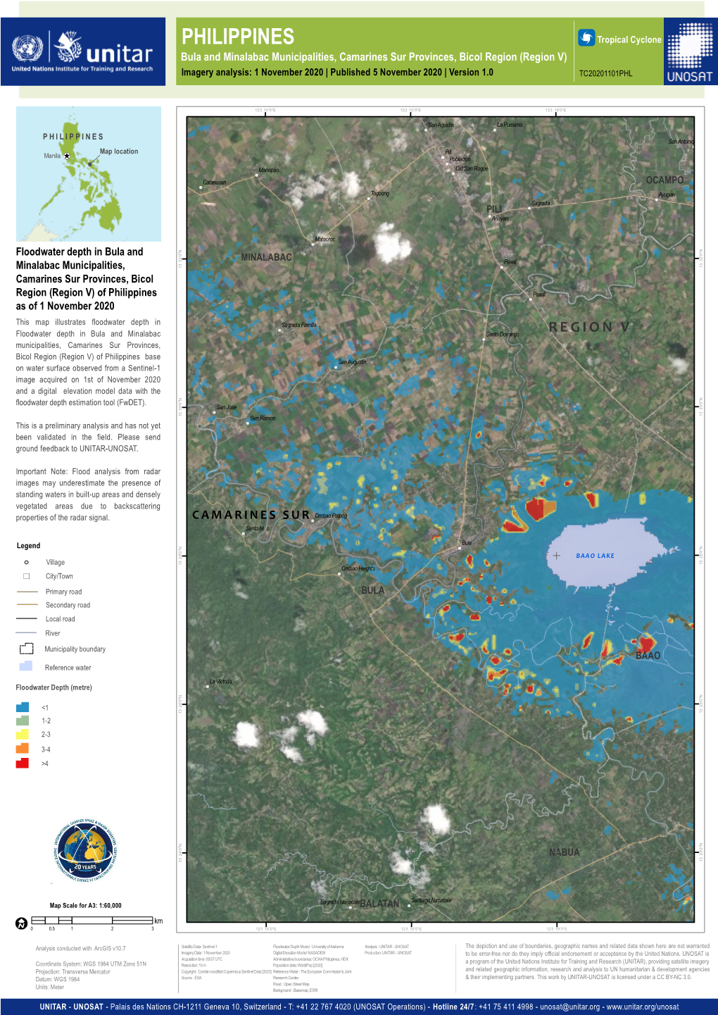 Camarines Sur Provinces, Bicol Region (Region V) Imagery Analysis: 1 November 2020 | Published 5 November 2020 | Version 1.0 TC20201101PHL