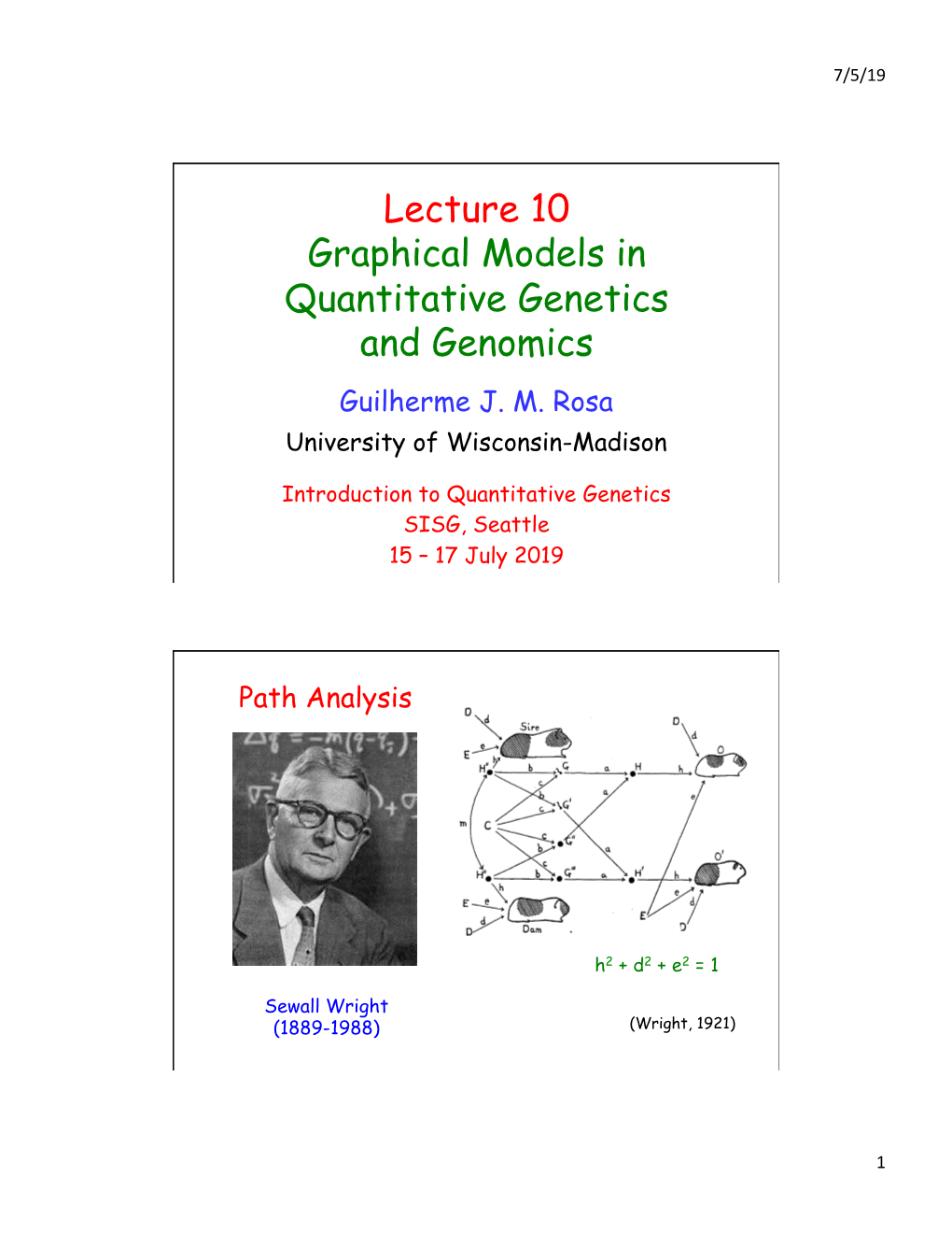 Lecture 10 Graphical Models in Quantitative Genetics and Genomics Guilherme J