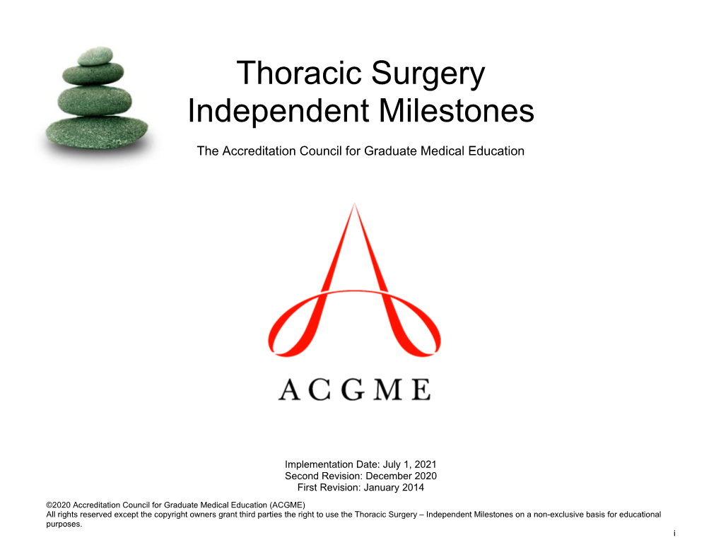 Thoracic Surgery Independent Milestones