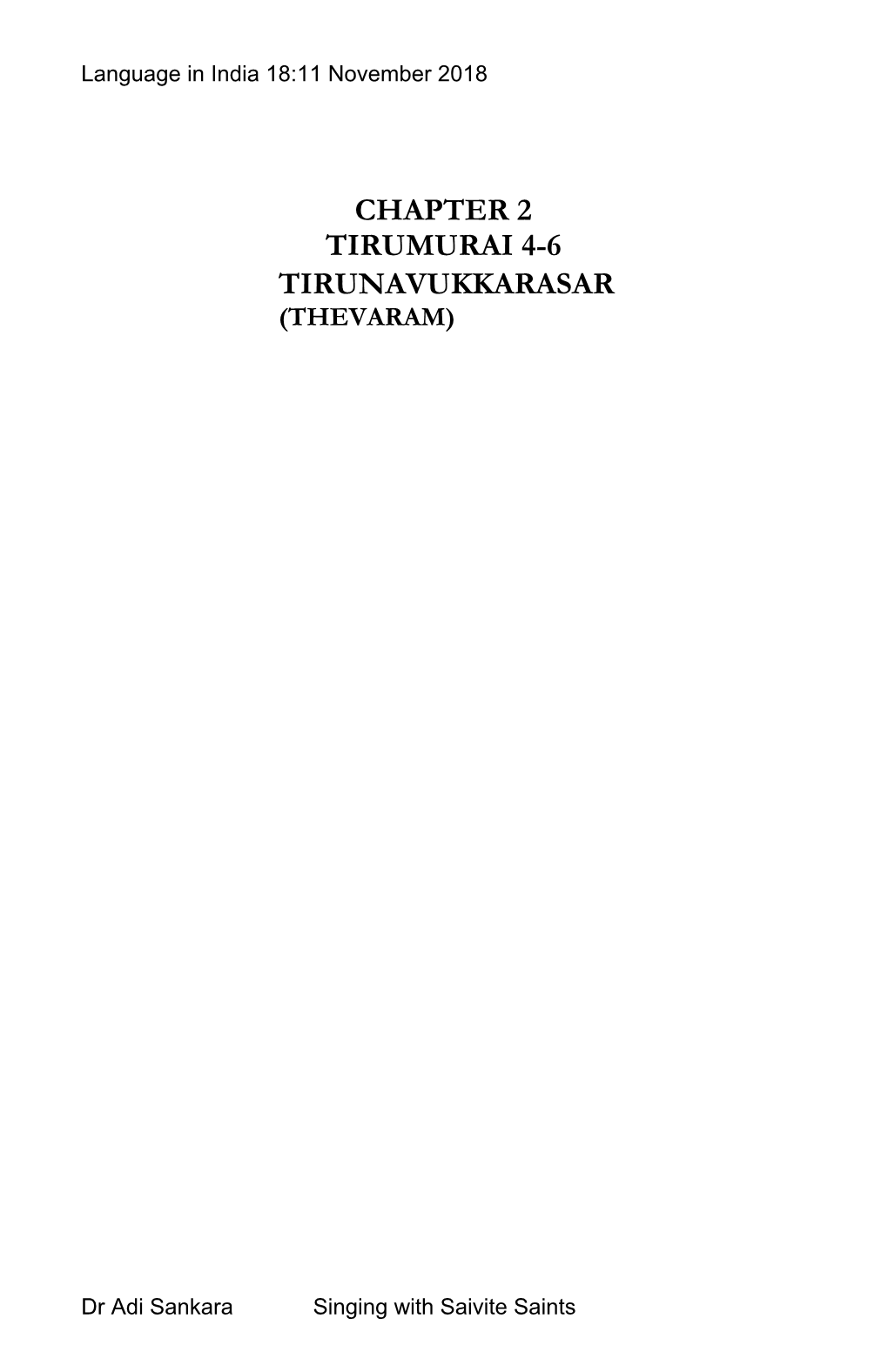 Chapter 2 Tirumurai 4-6 Tirunavukkarasar Thevaram