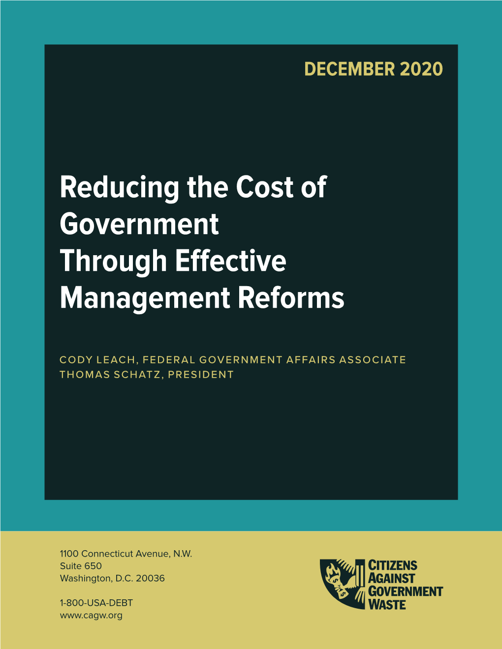 Reducing the Cost of Government Through Effective Management Reforms