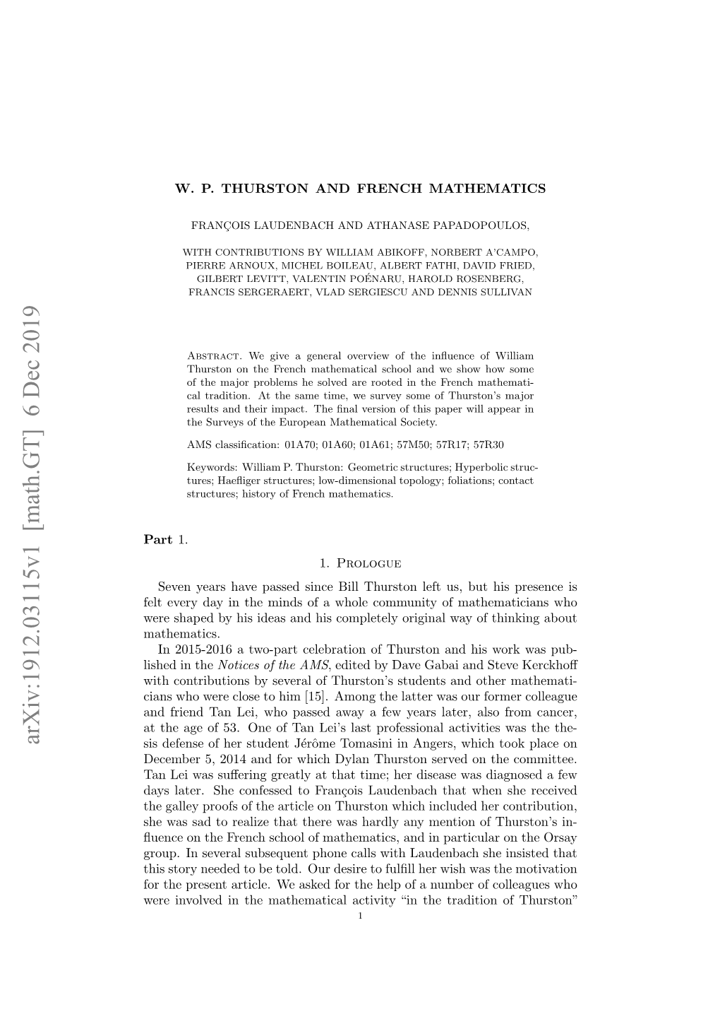 Arxiv:1912.03115V1 [Math.GT] 6 Dec 2019