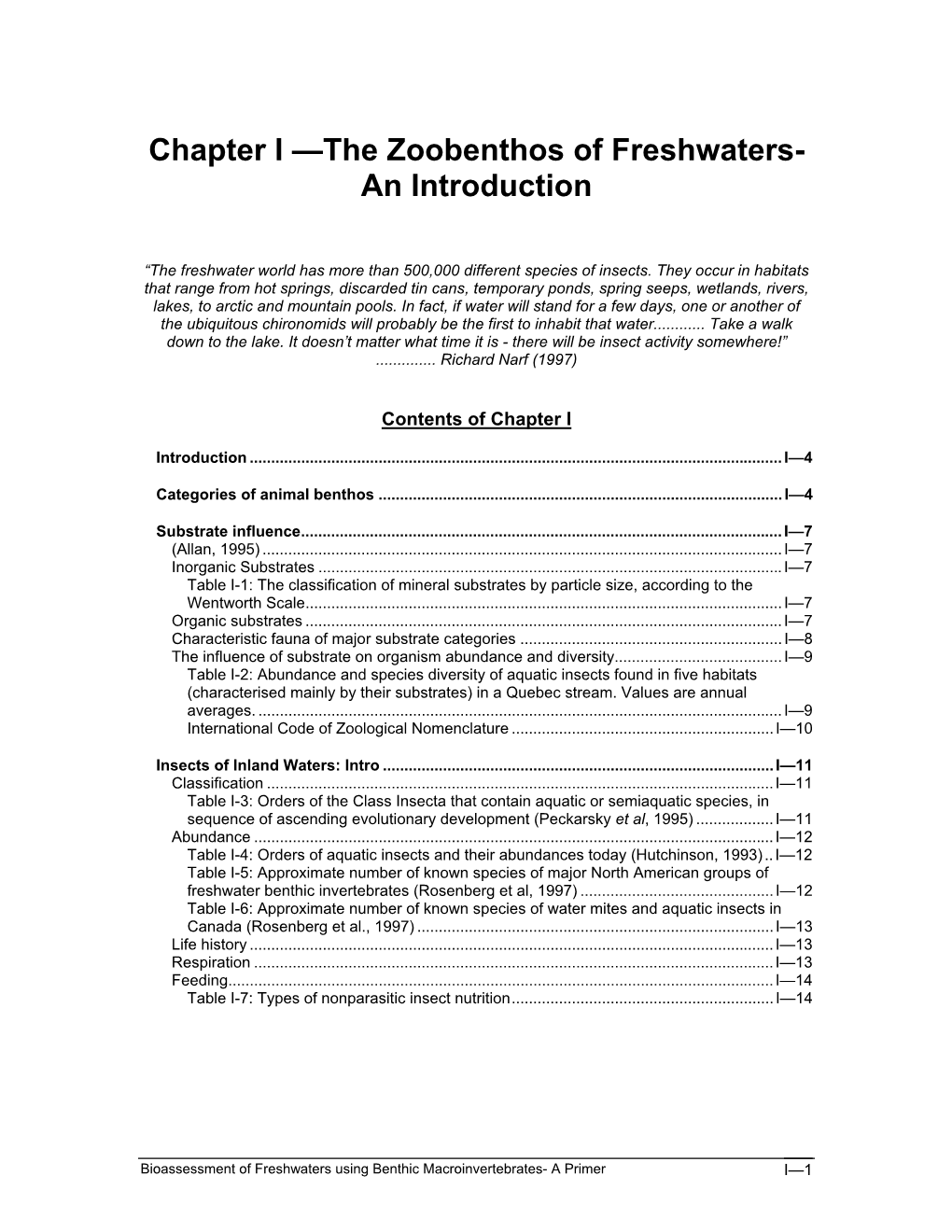 Chapter I —The Zoobenthos of Freshwaters- an Introduction