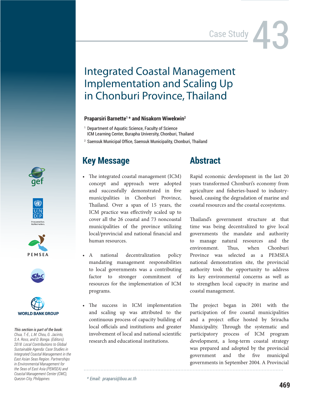 Integrated Coastal Management Implementation and Scaling up in Chonburi Province, Thailand