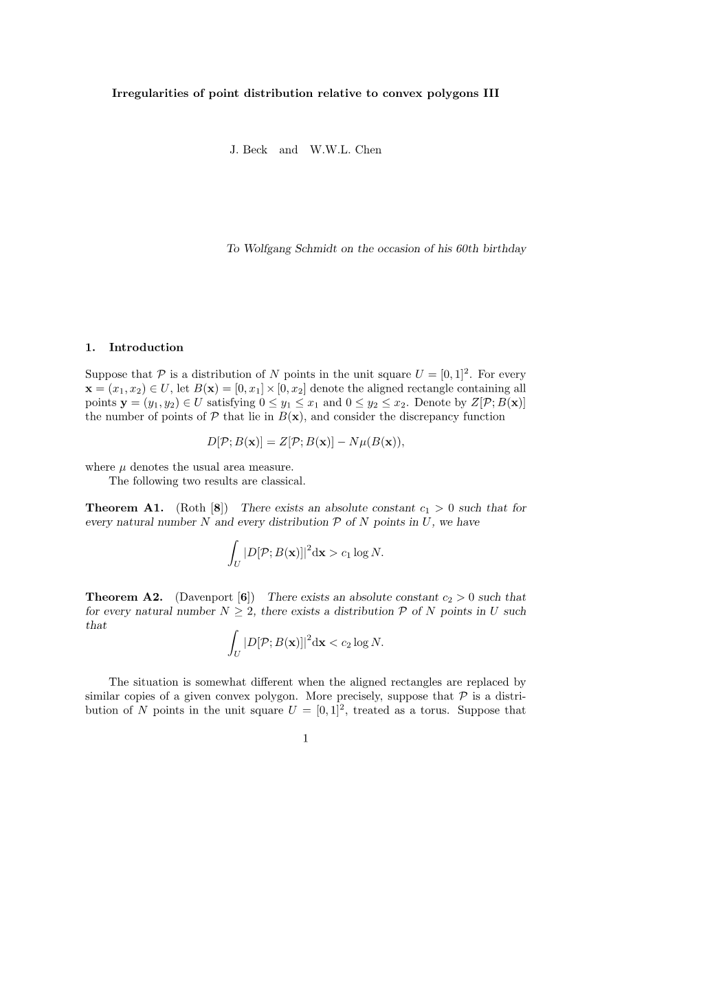 Irregularities of Point Distribution Relative to Convex Polygons III J