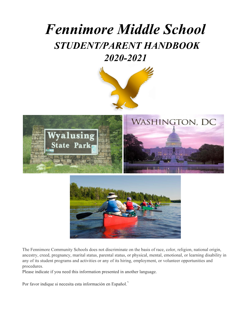 Fennimore Middle School STUDENT/PARENT HANDBOOK ​ 2020-2021