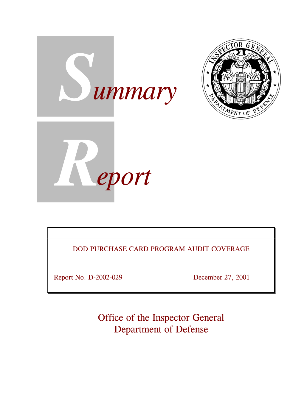 Dod Purchase Card Program Audit Coverage