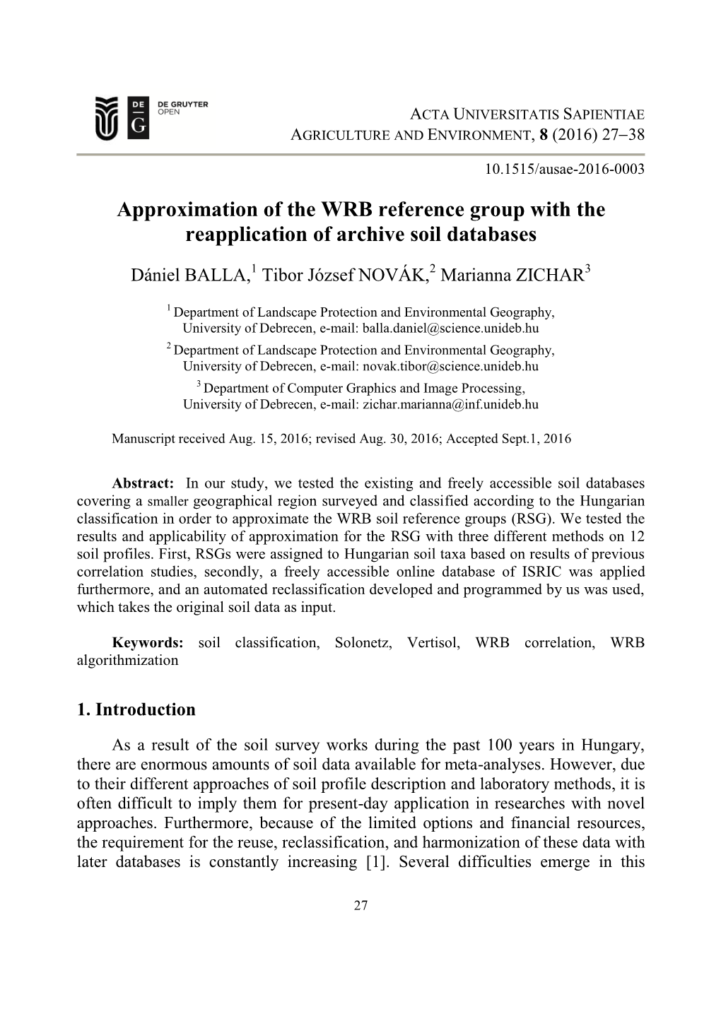Approximation of the WRB Reference Group with the Reapplication of Archive Soil Databases