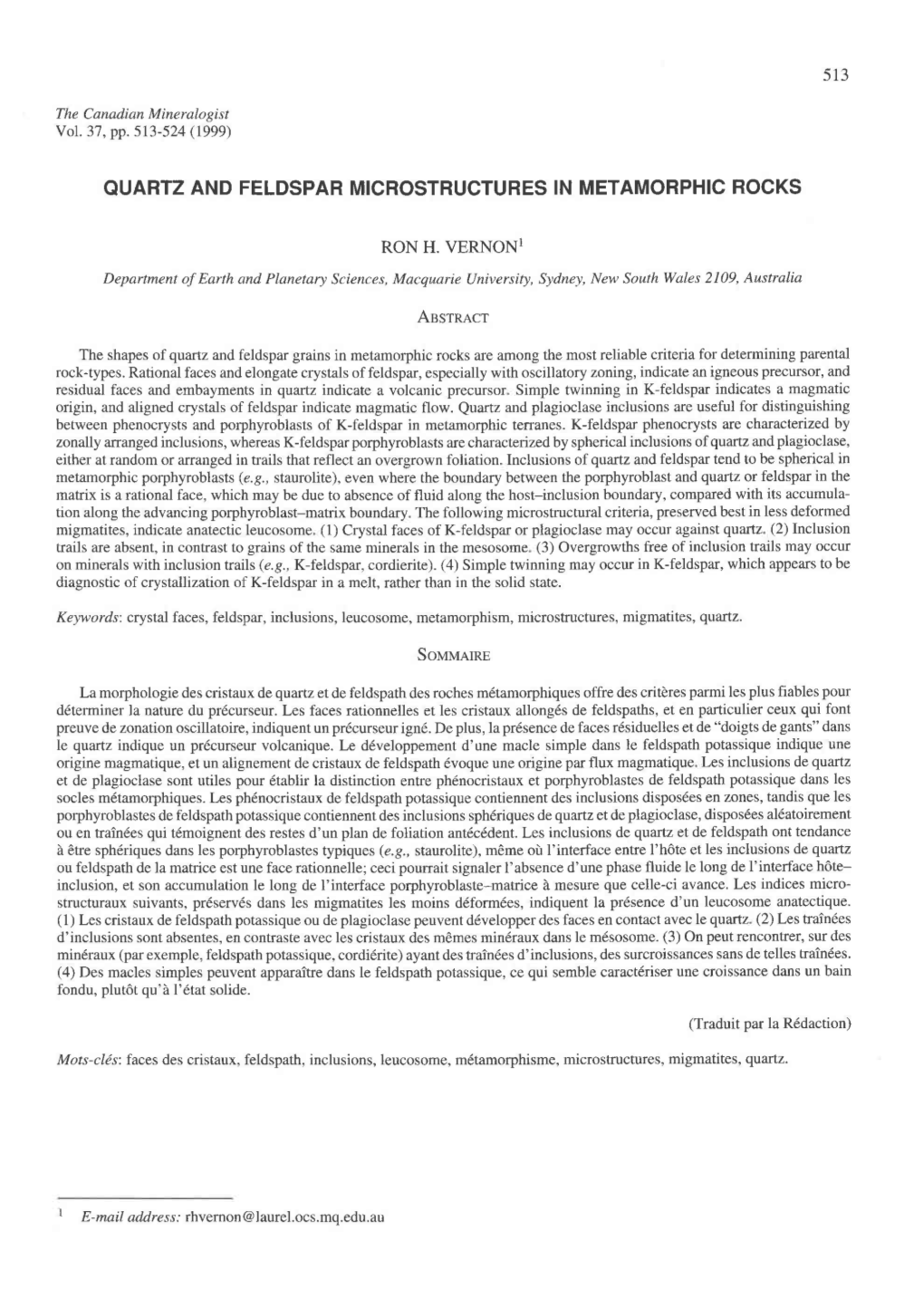 Quartz and Feldspar Microstructures In