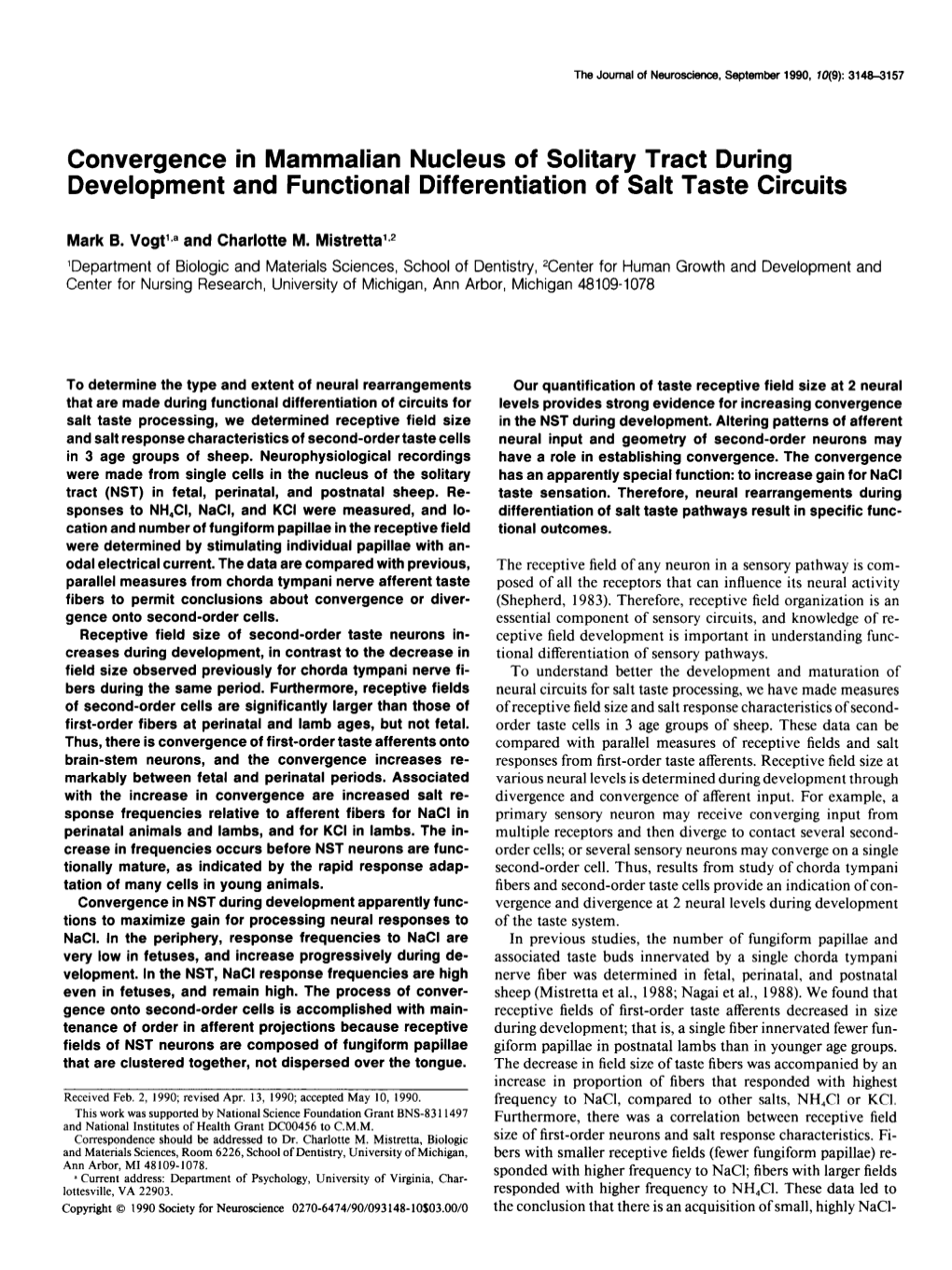 Convergence in Mammalian Nucleus of Solitary Tract During Development and Functional Differentiation of Salt Taste Circuits