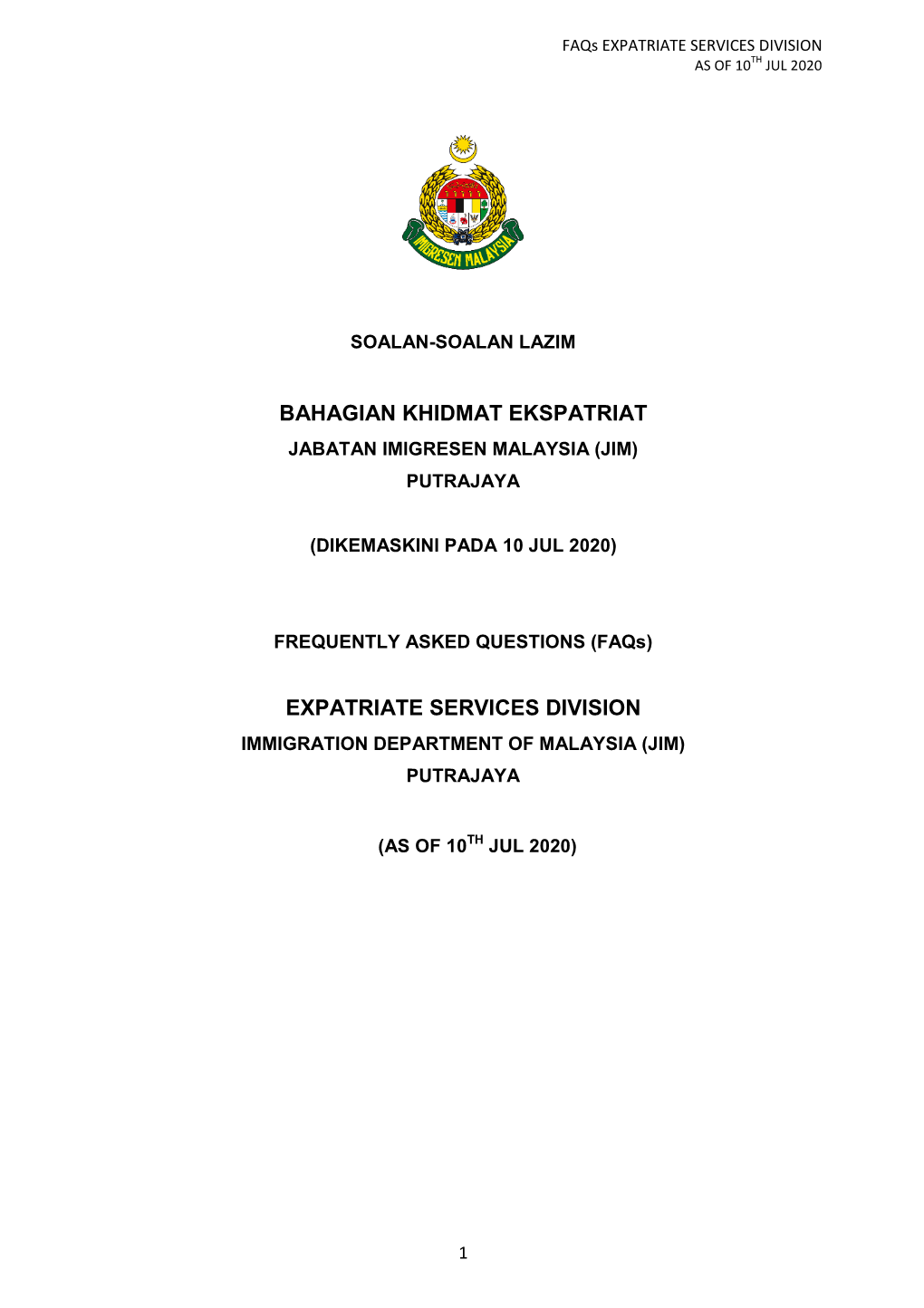 Bahagian Khidmat Ekspatriat Expatriate Services Division