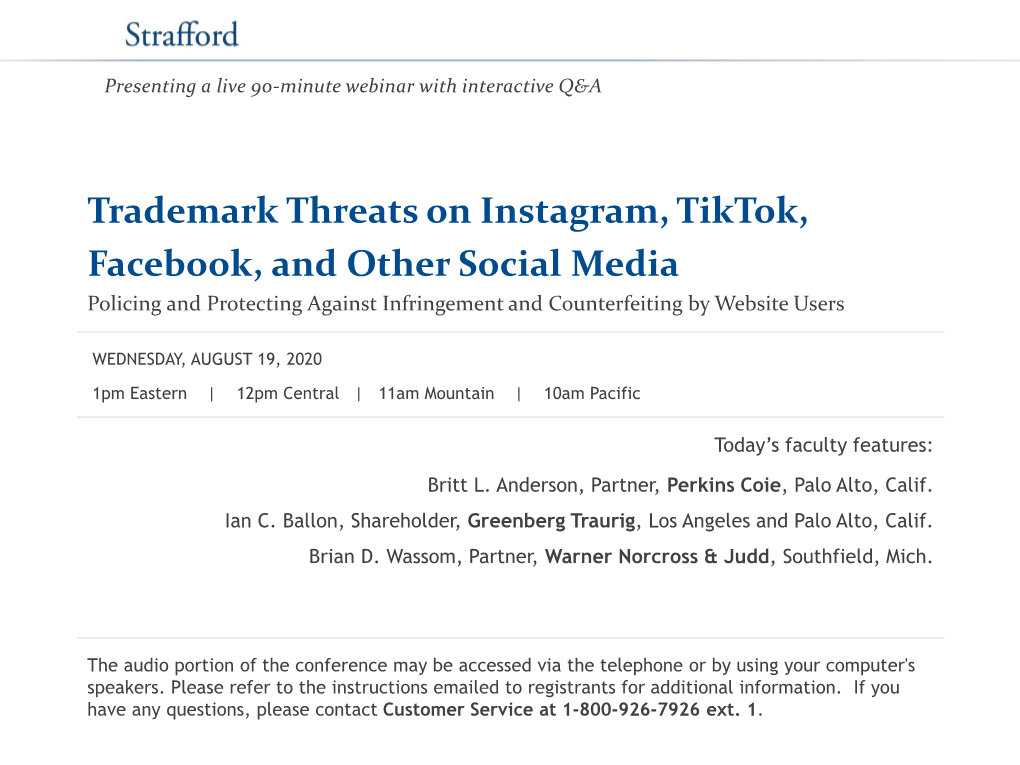 Trademark Threats on Instagram, Tiktok, Facebook, and Other Social Media Policing and Protecting Against Infringement and Counterfeiting by Website Users