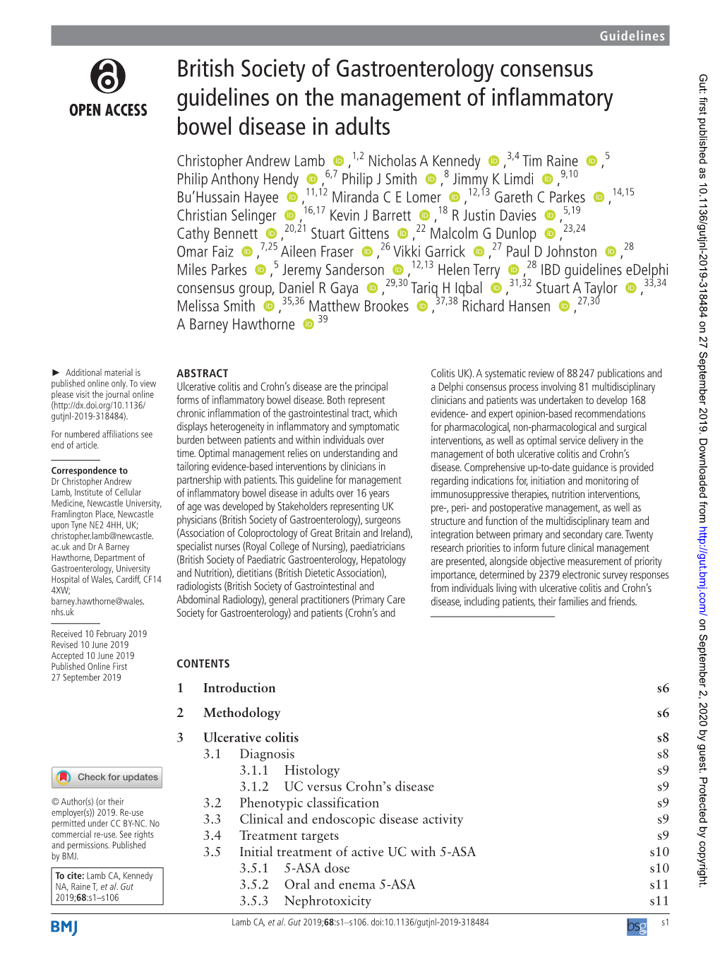 British Society of Gastroenterology Consensus Guidelines on the Management of Inflammatory Bowel Disease in Adults