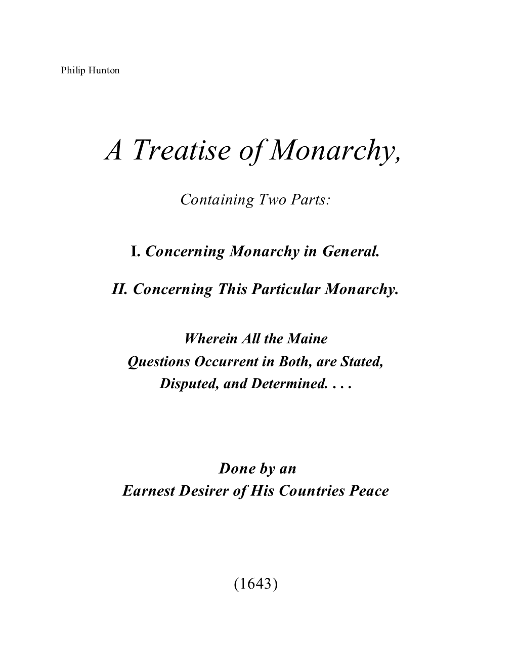 A Treatise of Monarchy