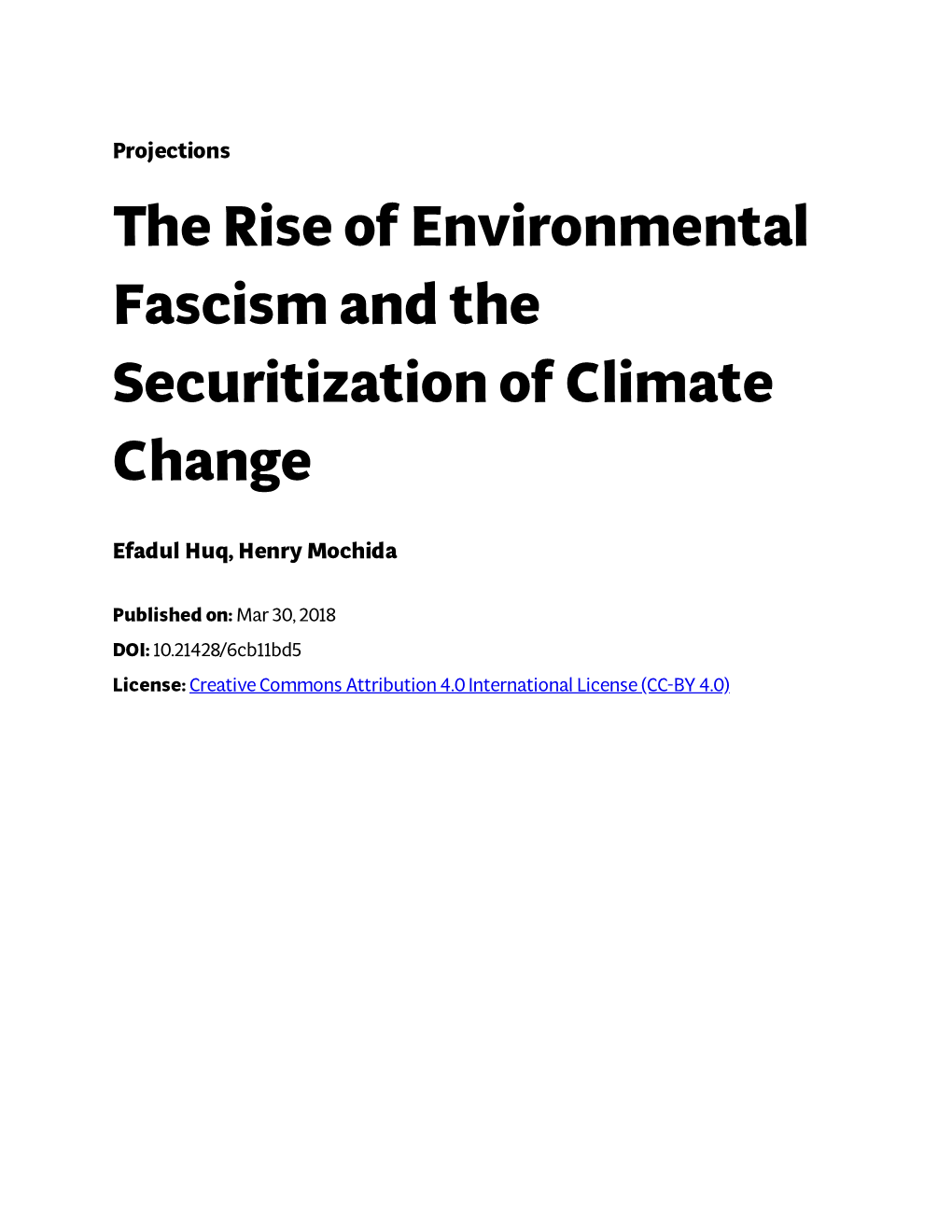 The Rise of Environmental Fascism and the Securitization of Climate Change