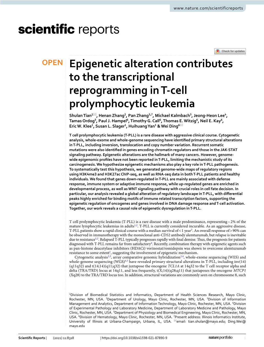 Epigenetic Alteration Contributes to the Transcriptional Reprogramming in T